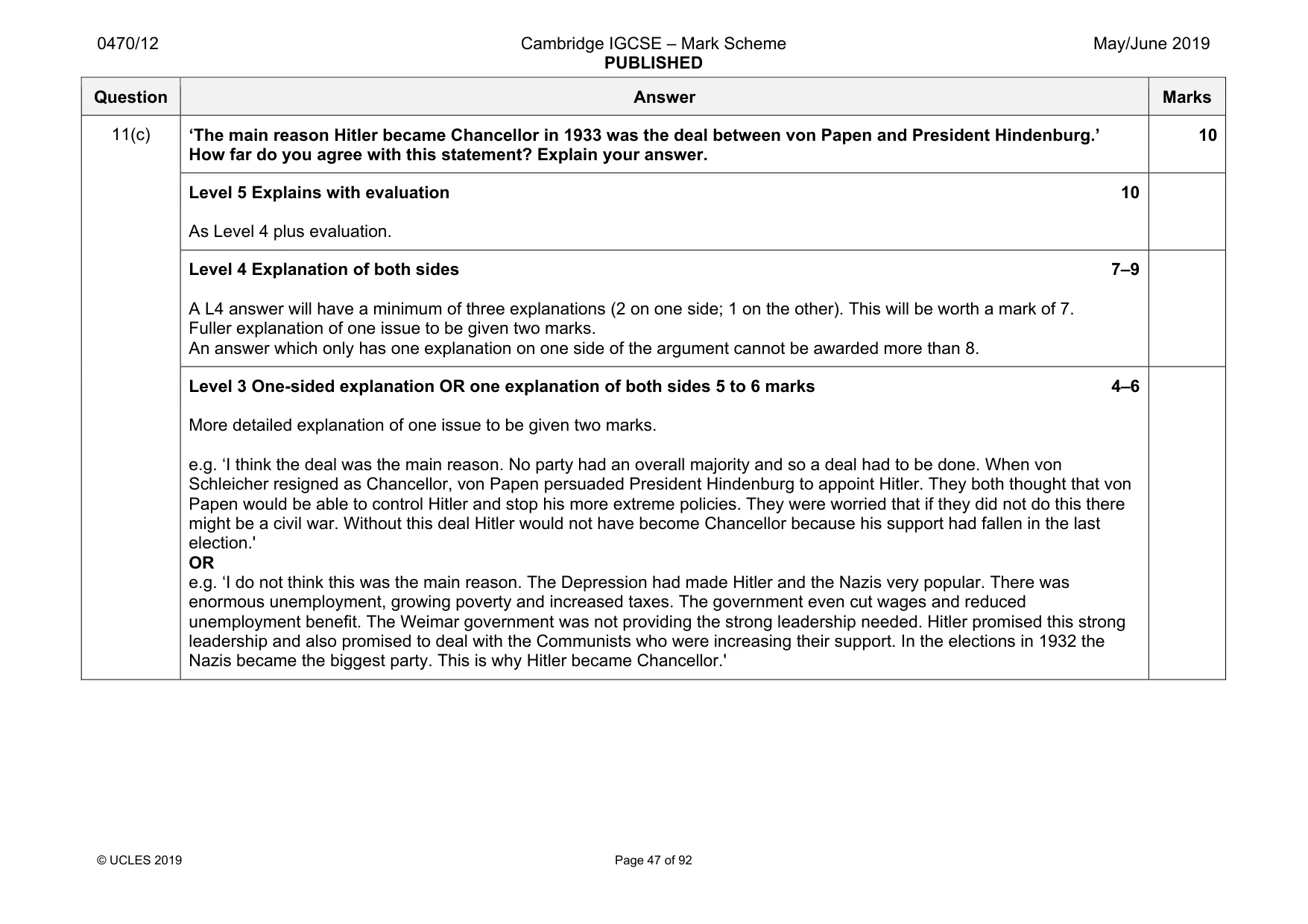 Mark scheme, page 47 of 92