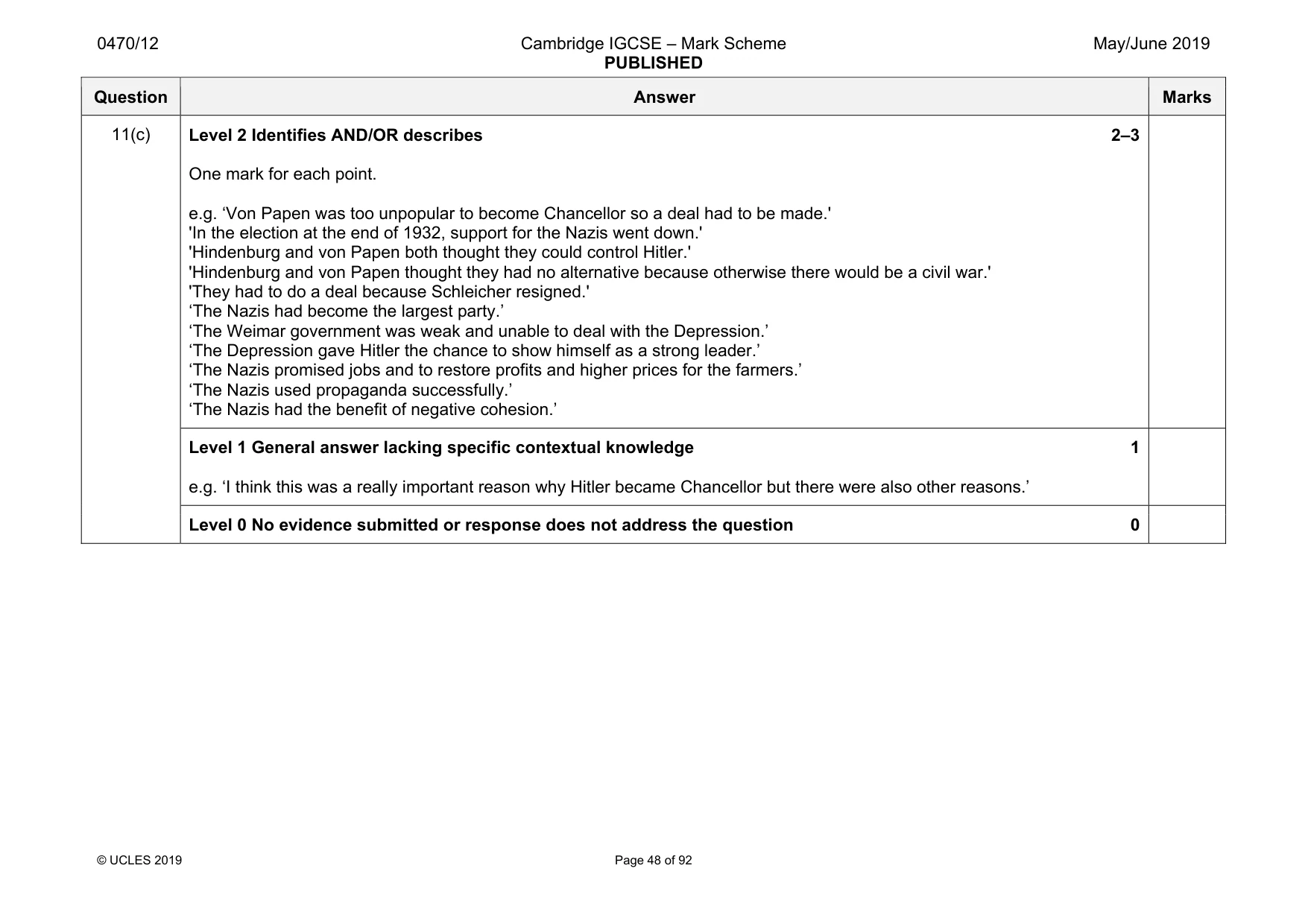 Mark scheme, page 48 of 92