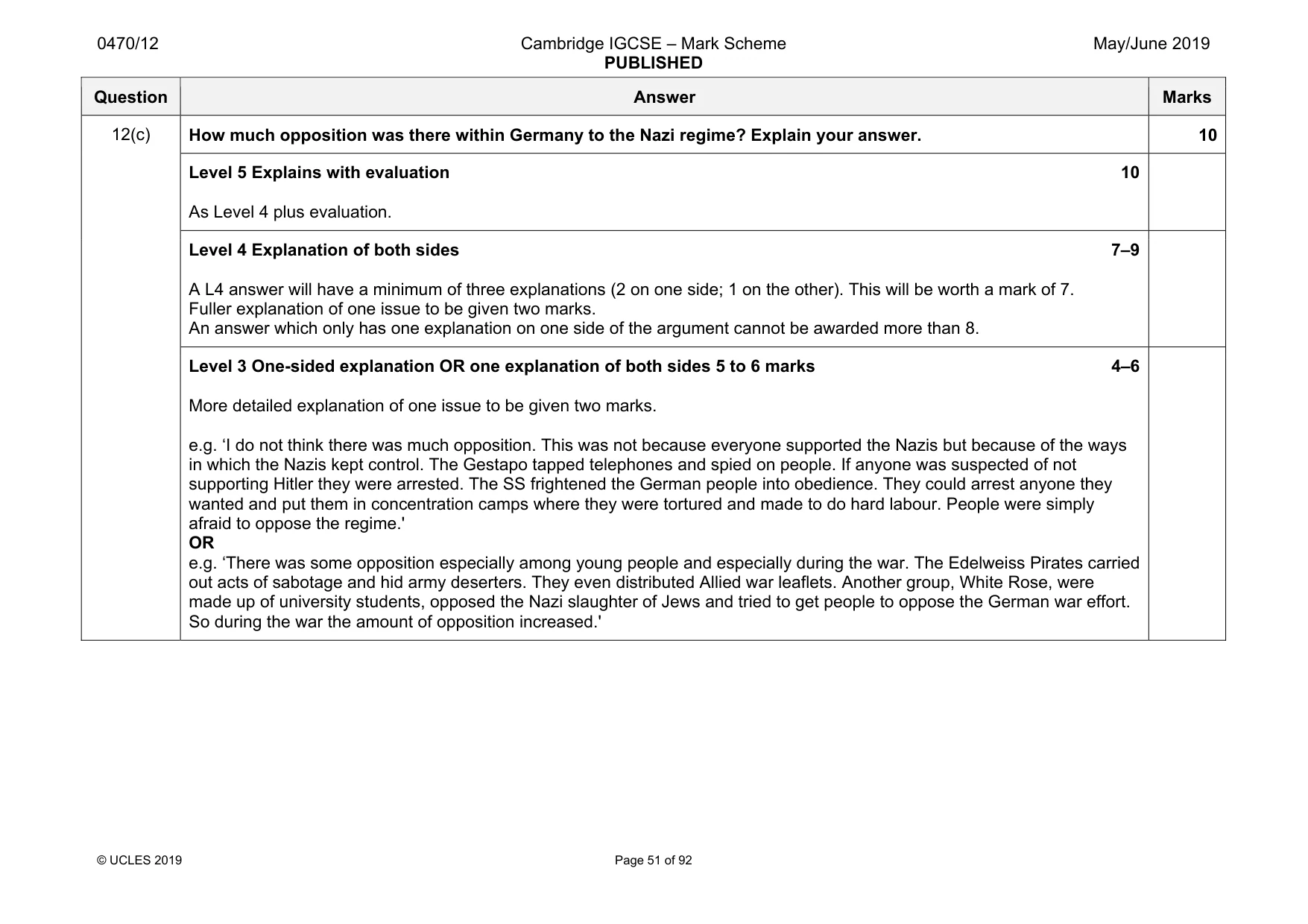 Mark scheme, page 51 of 92