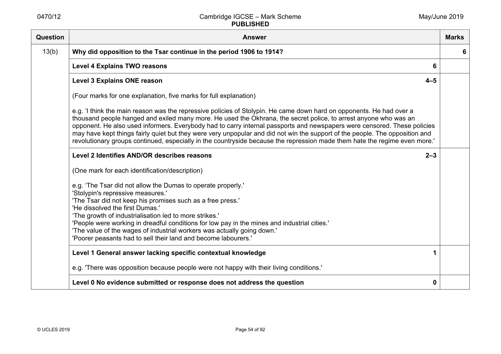 Mark scheme, page 54 of 92