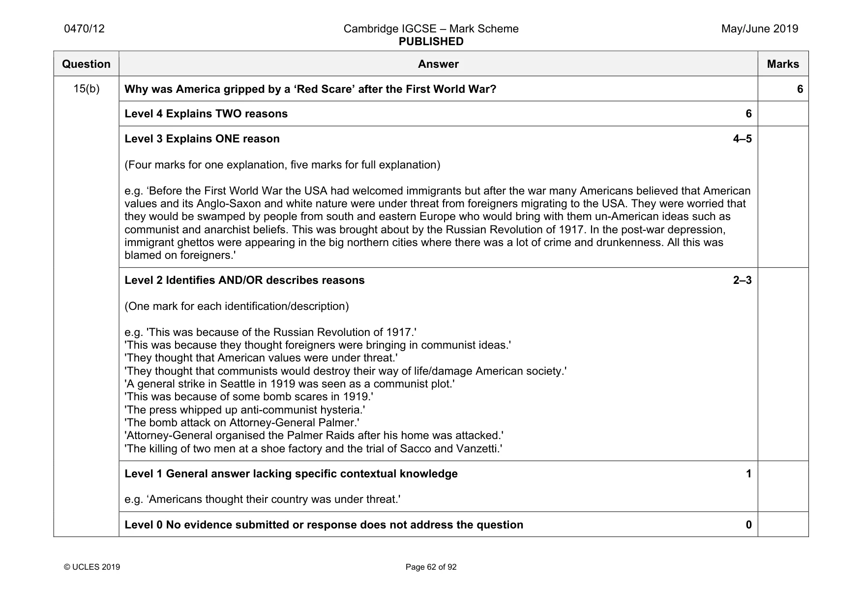 Mark scheme, page 62 of 92