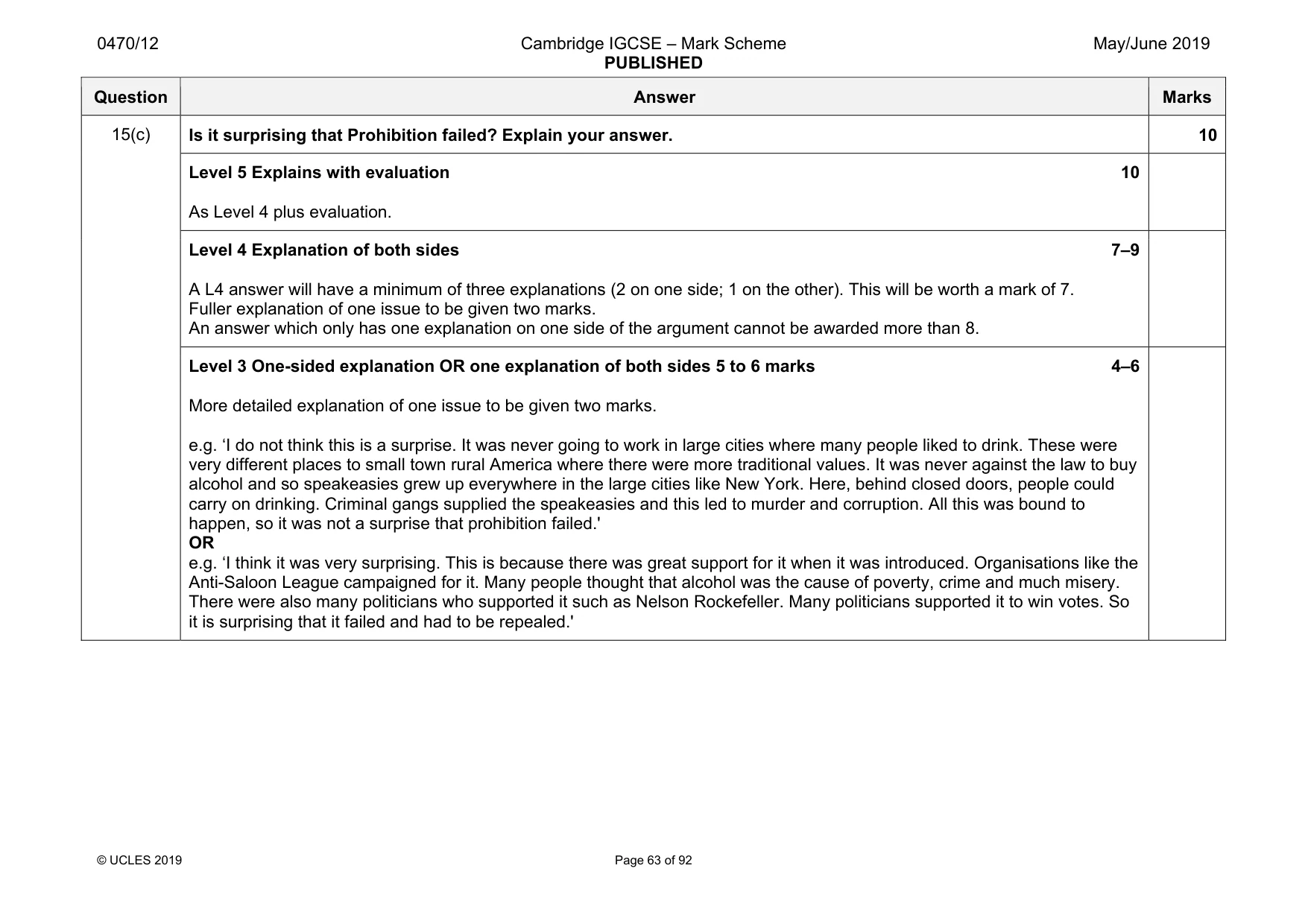 Mark scheme, page 63 of 92