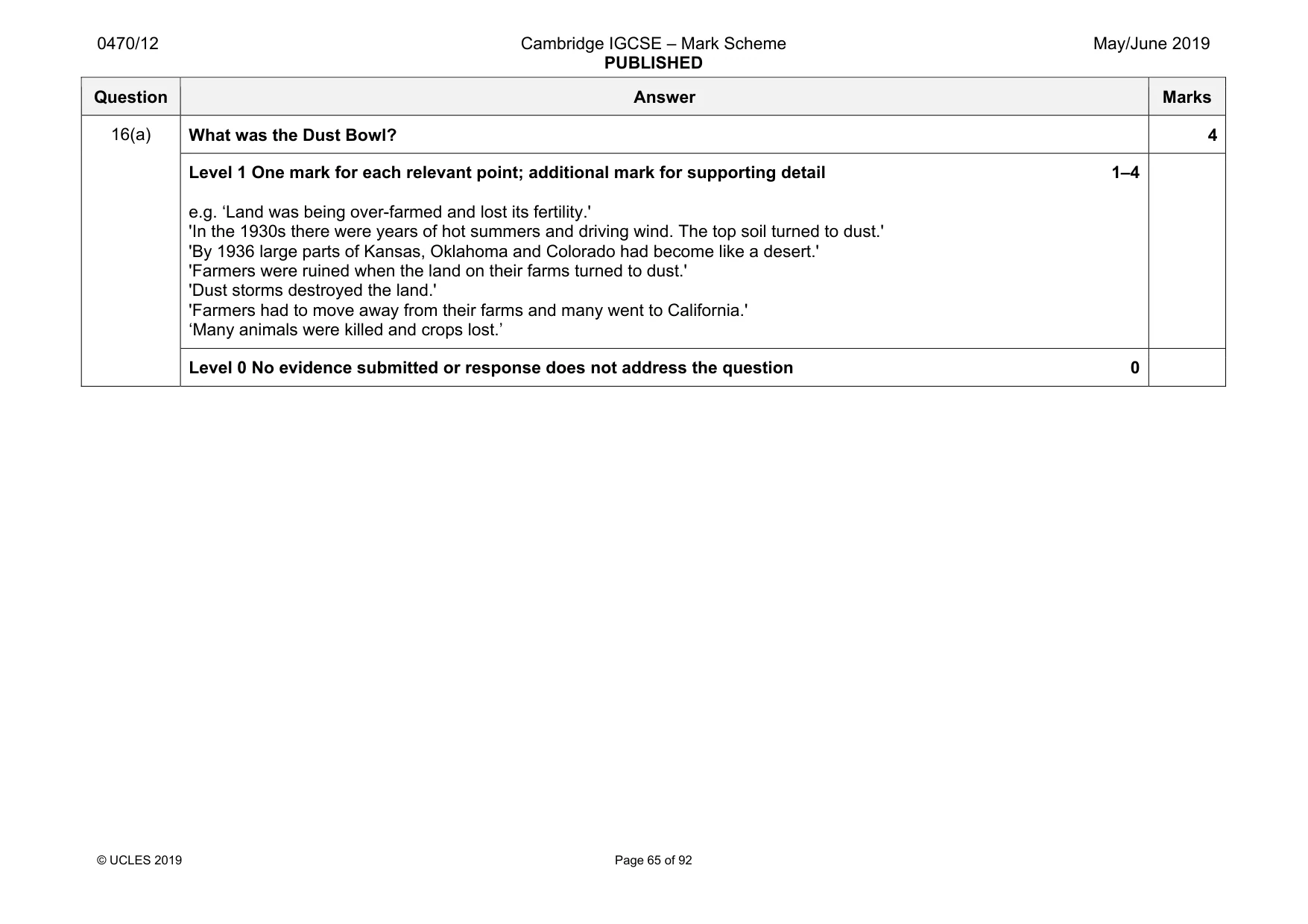 Mark scheme, page 65 of 92