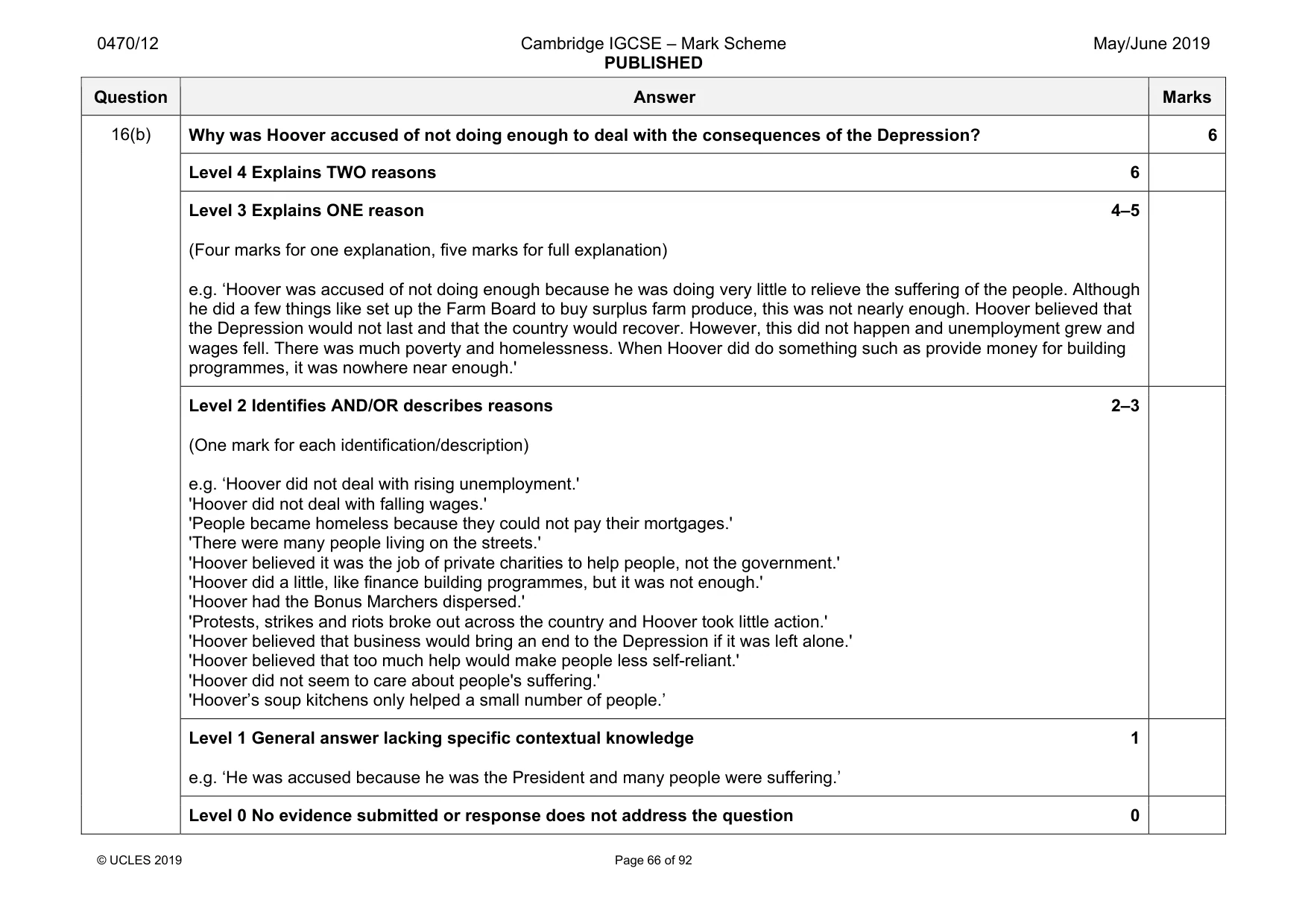 Mark scheme, page 66 of 92