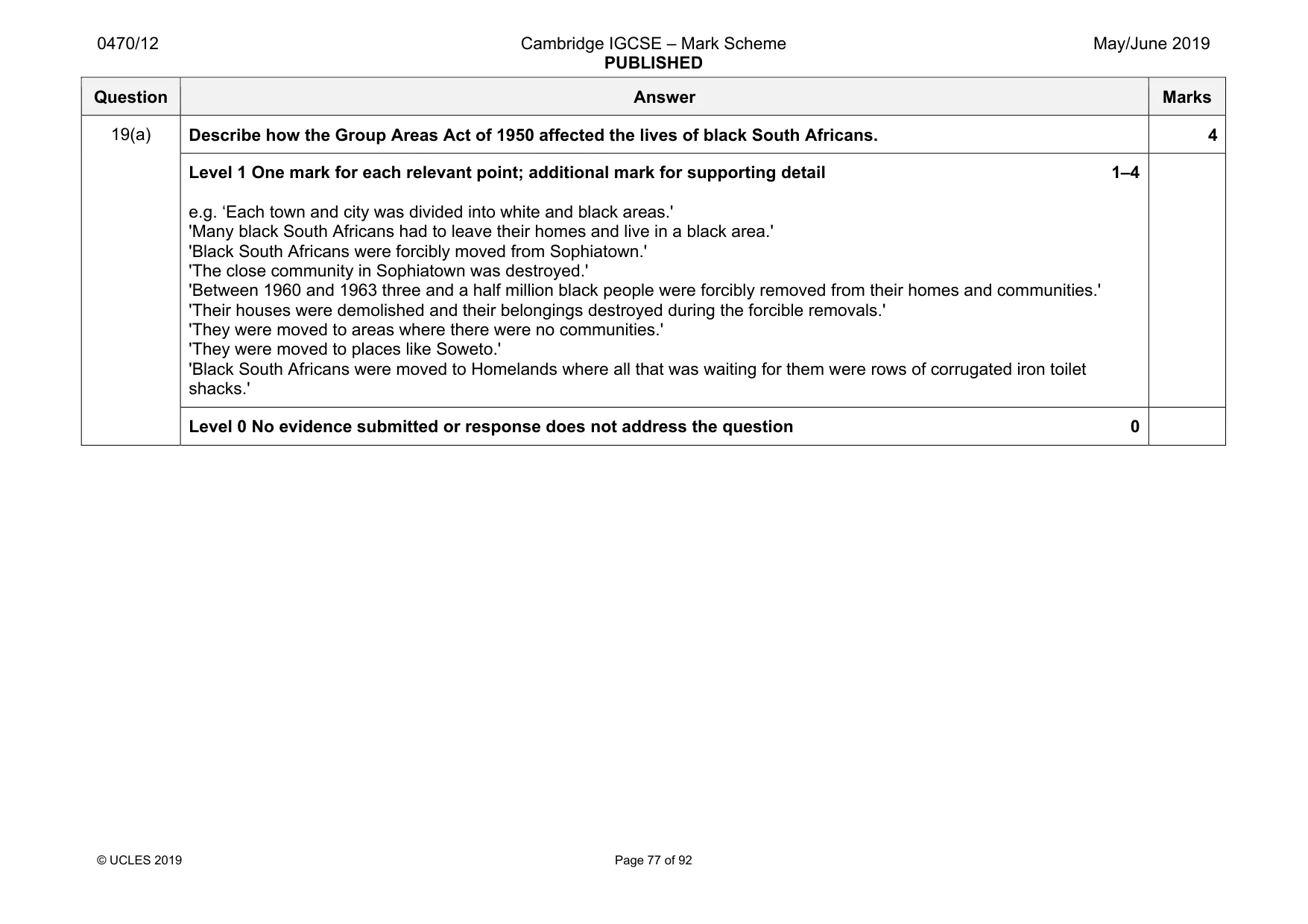 Mark scheme, page 77 of 92