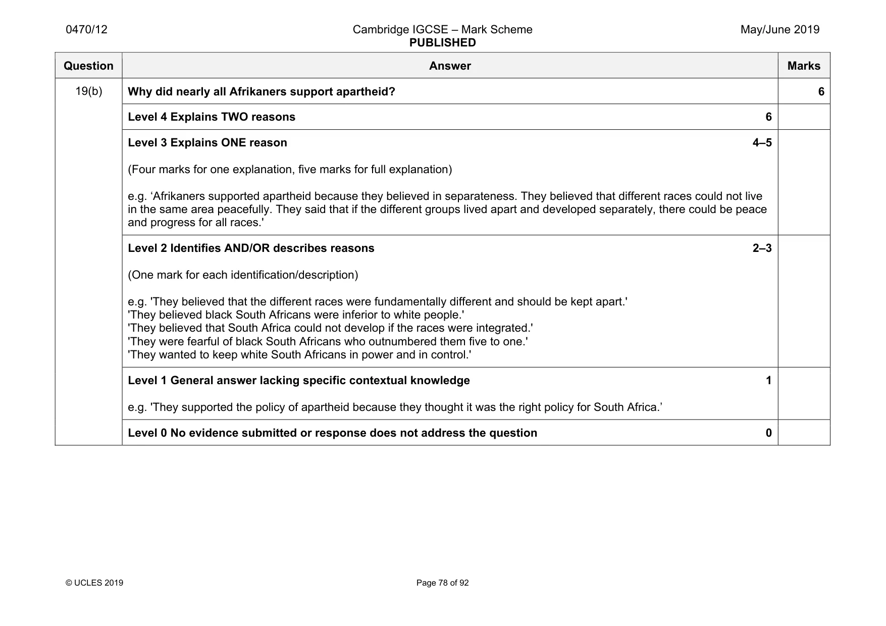 Mark scheme, page 78 of 92
