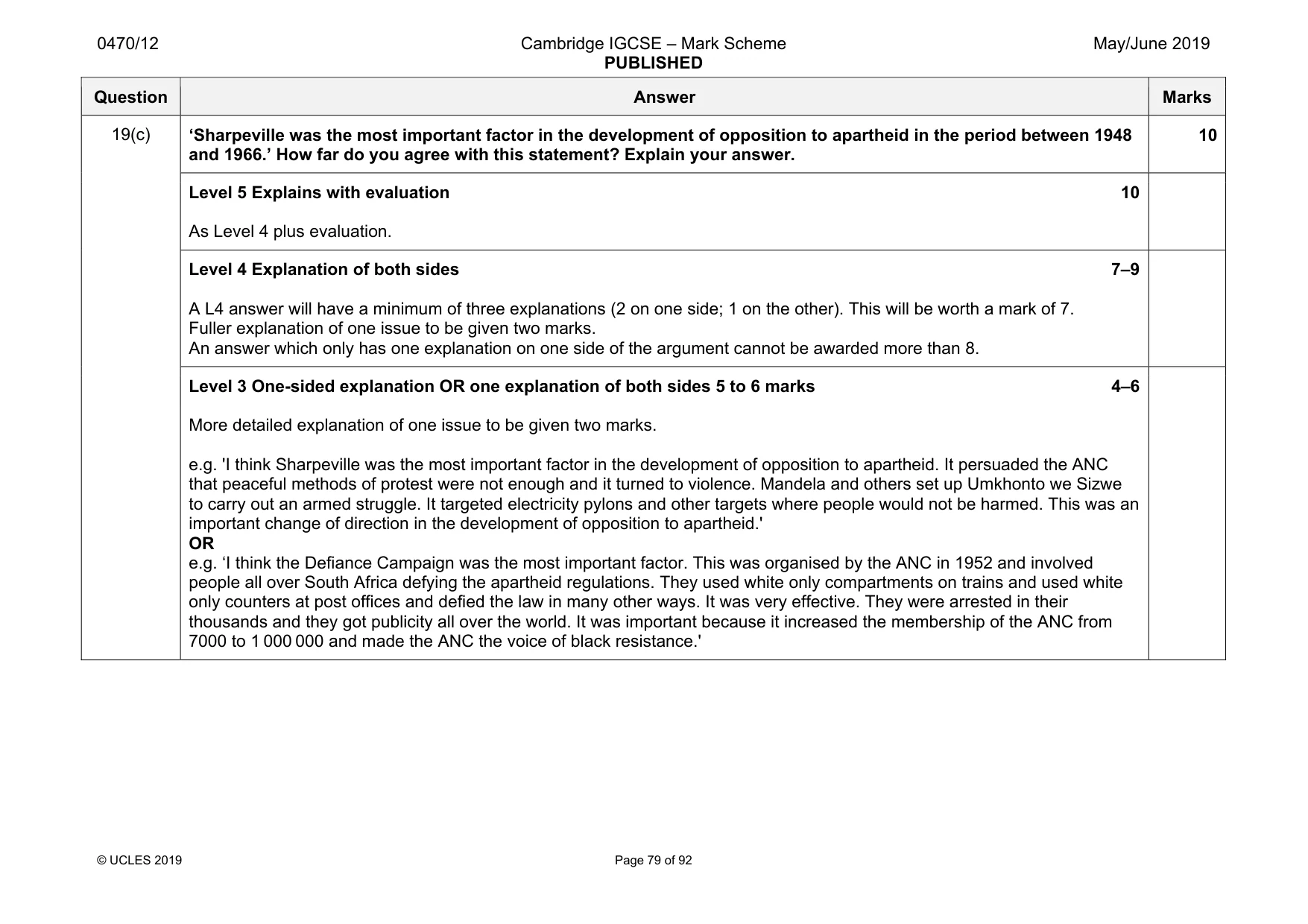 Mark scheme, page 79 of 92