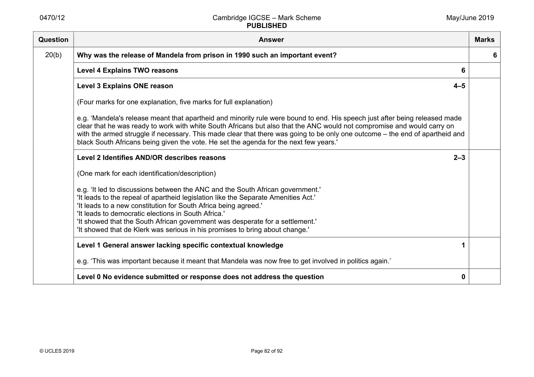 Mark scheme, page 82 of 92