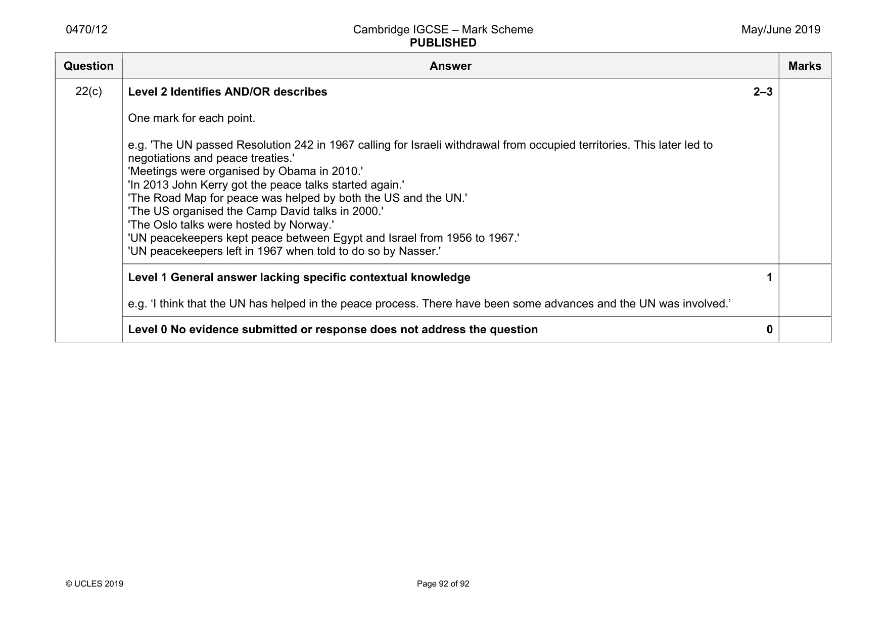 Mark scheme, page 92 of 92