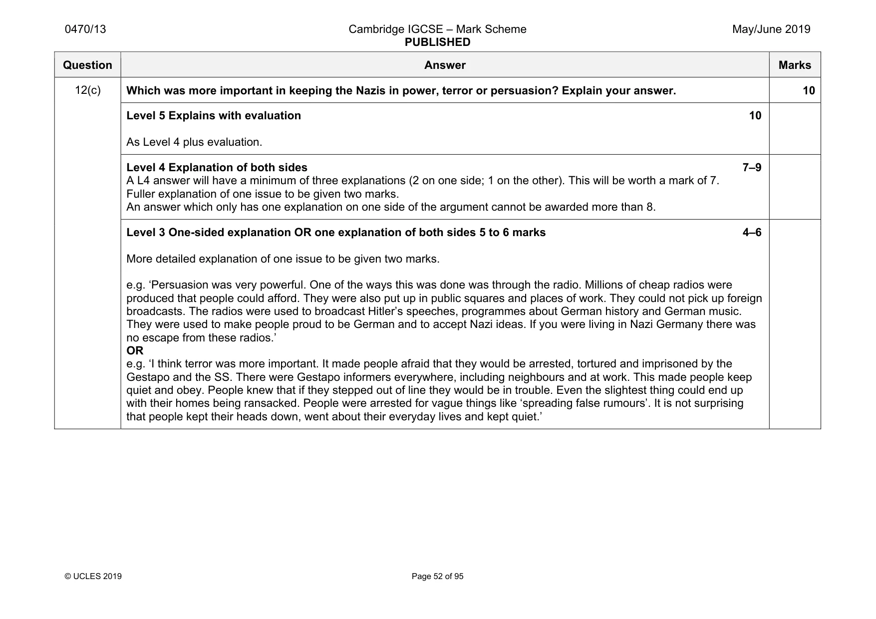 Mark scheme, page 52 of 95