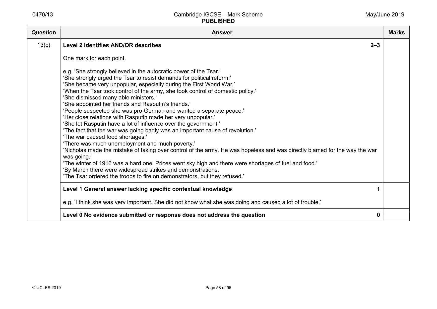 Mark scheme, page 58 of 95