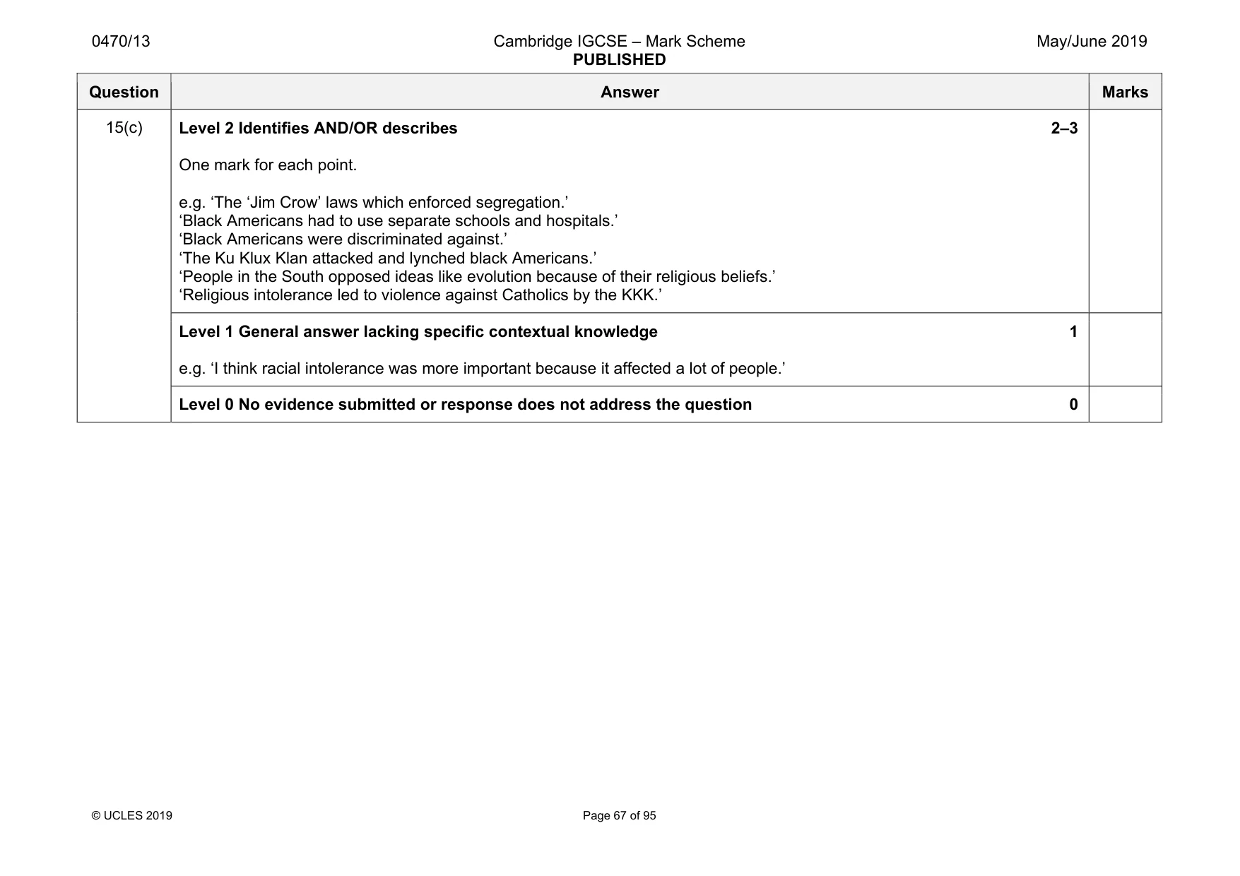 Mark scheme, page 67 of 95