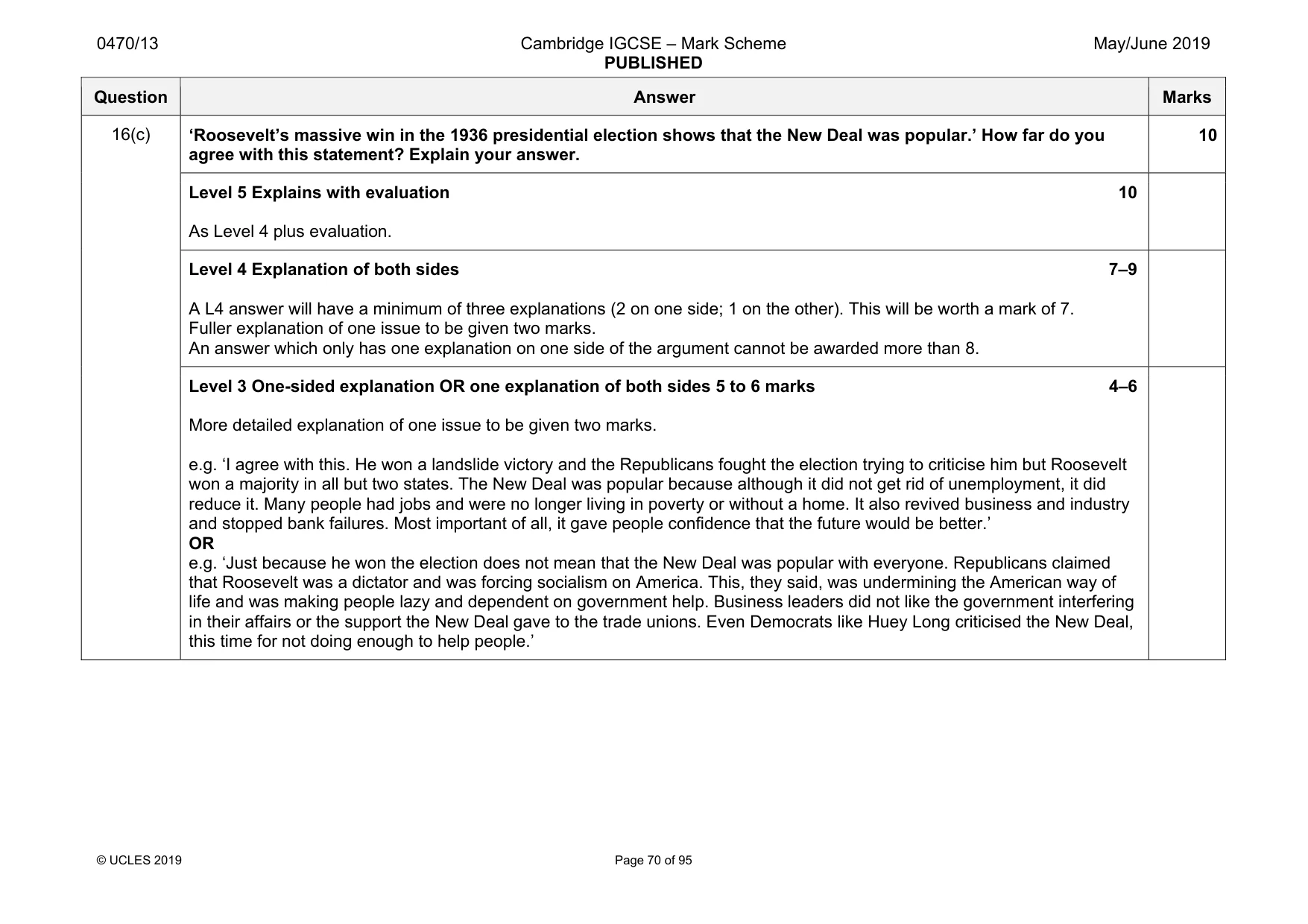 Mark scheme, page 70 of 95