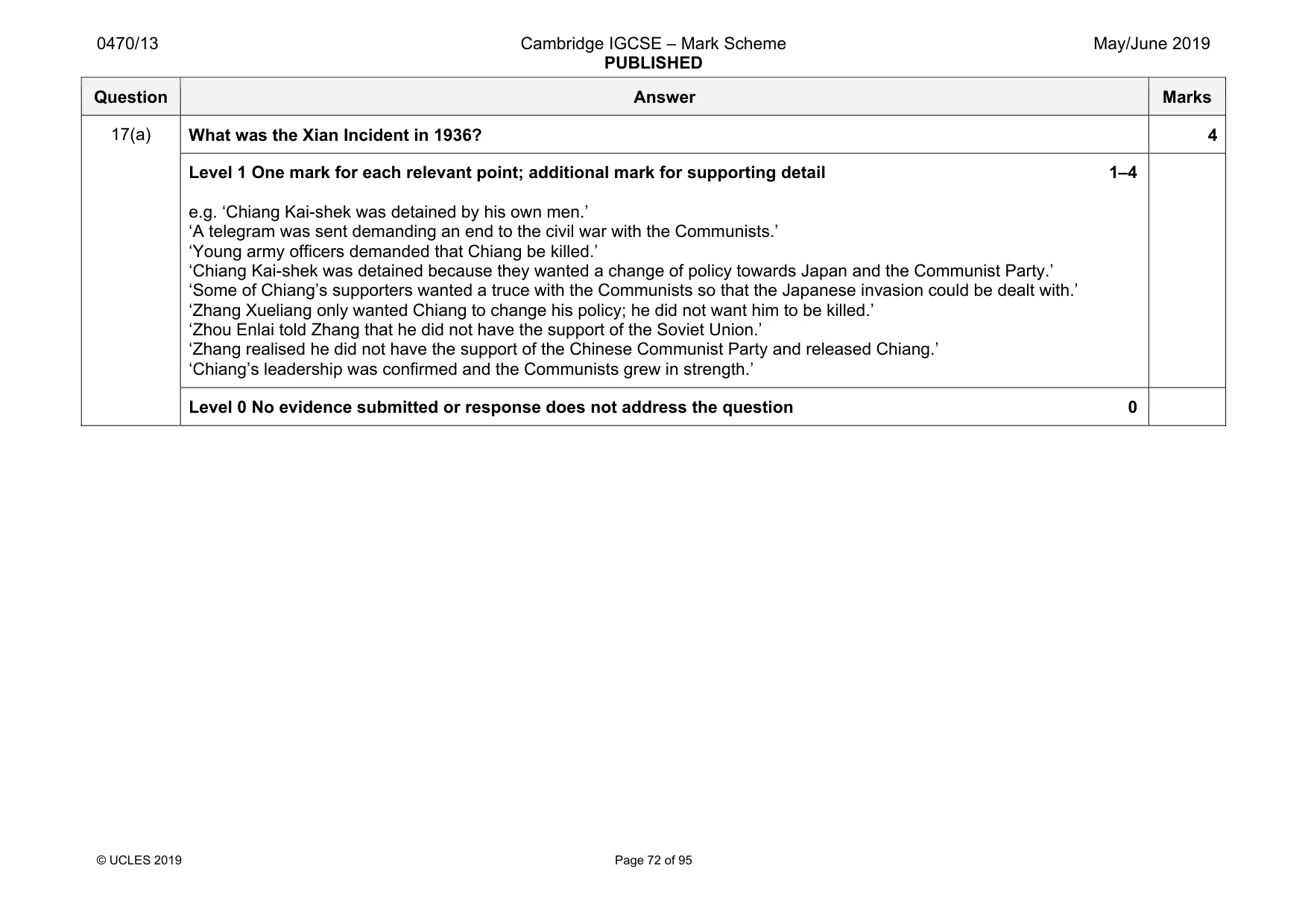 Mark scheme, page 72 of 95
