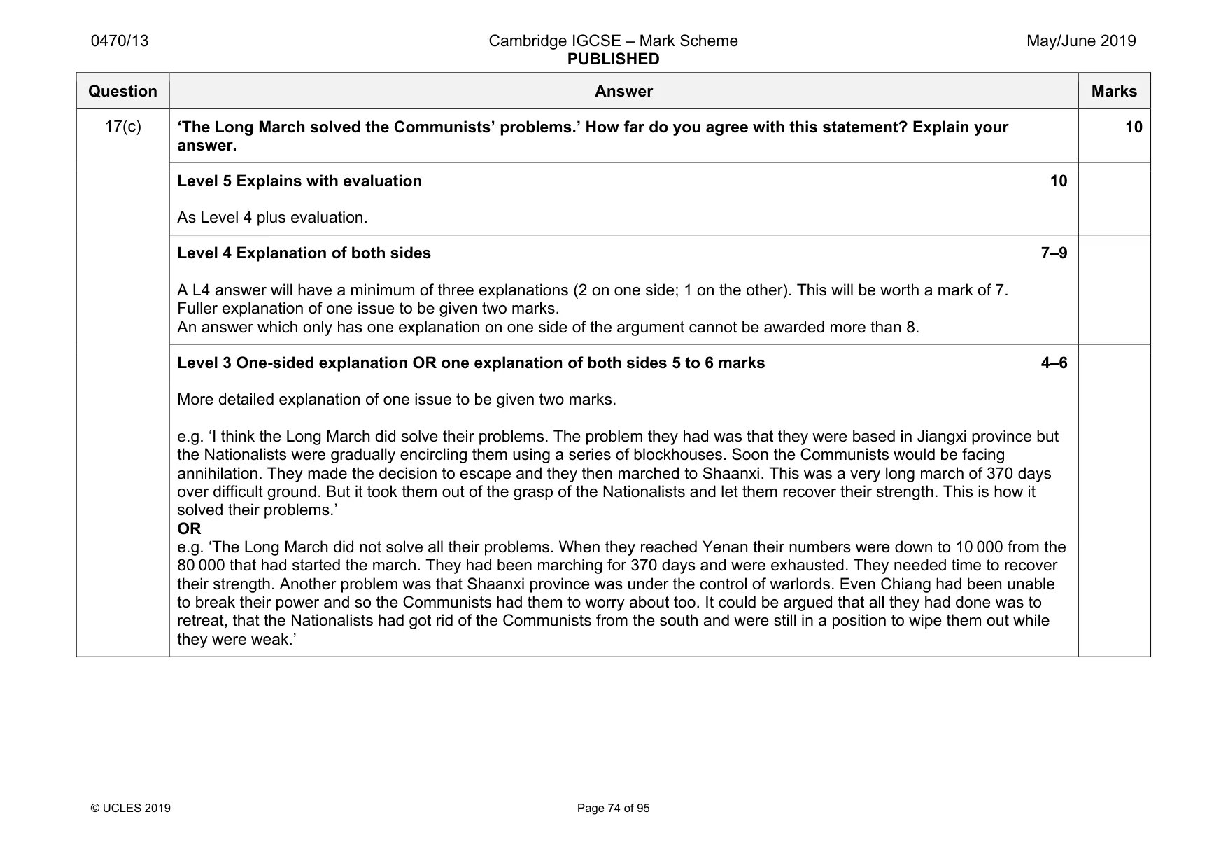 Mark scheme, page 74 of 95