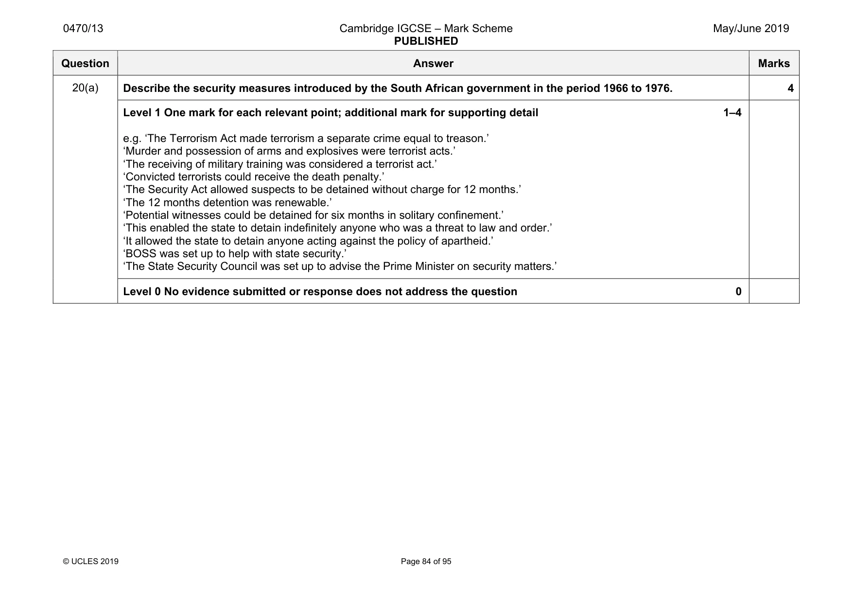 Mark scheme, page 84 of 95