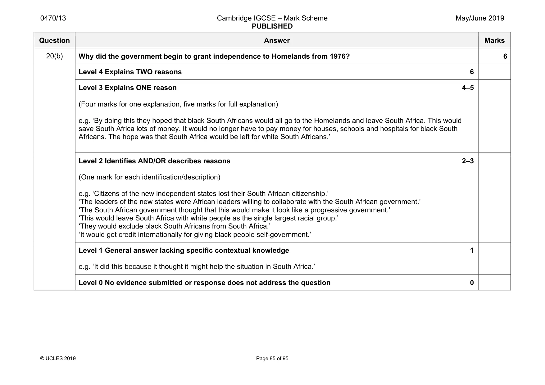 Mark scheme, page 85 of 95