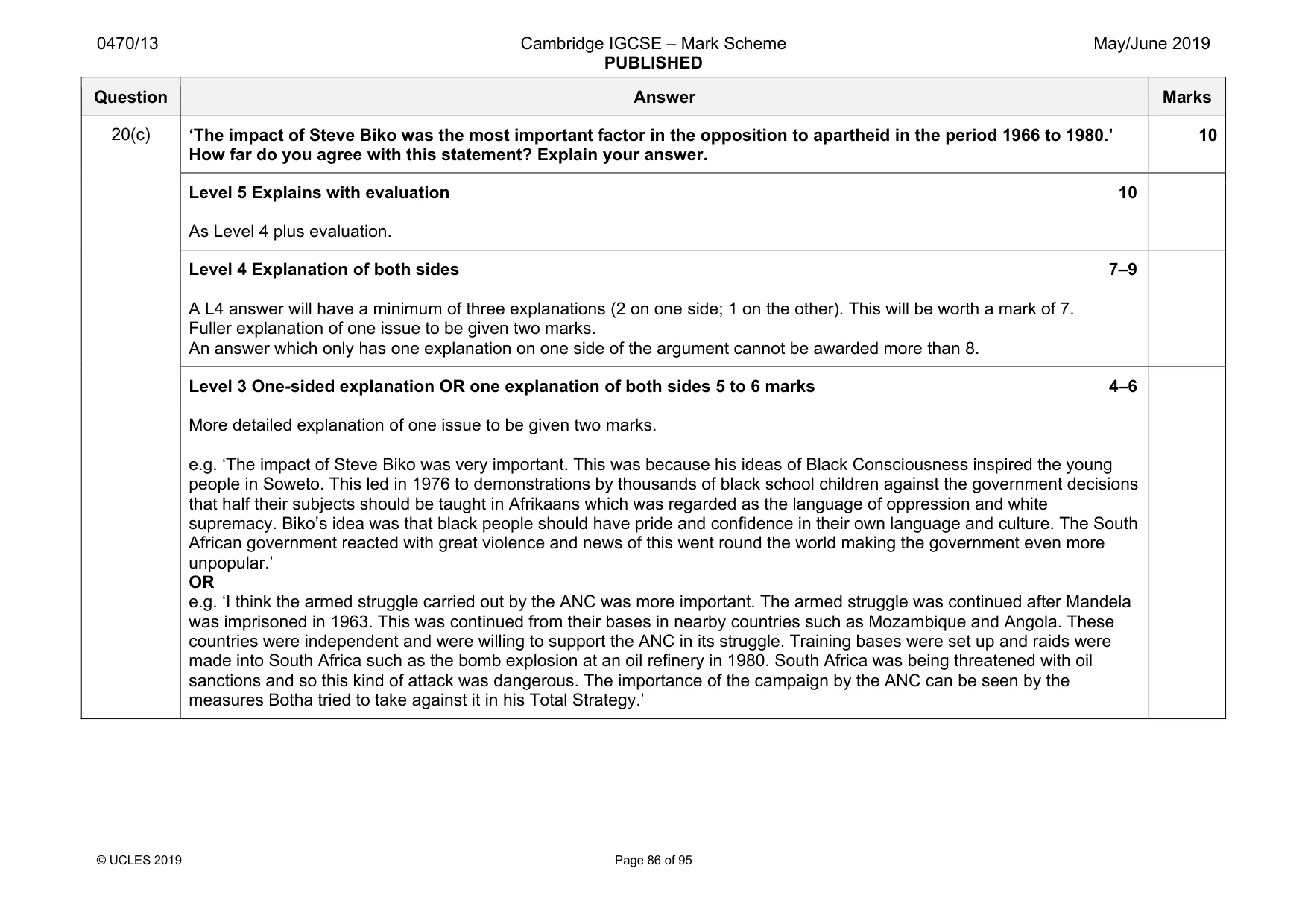 Mark scheme, page 86 of 95