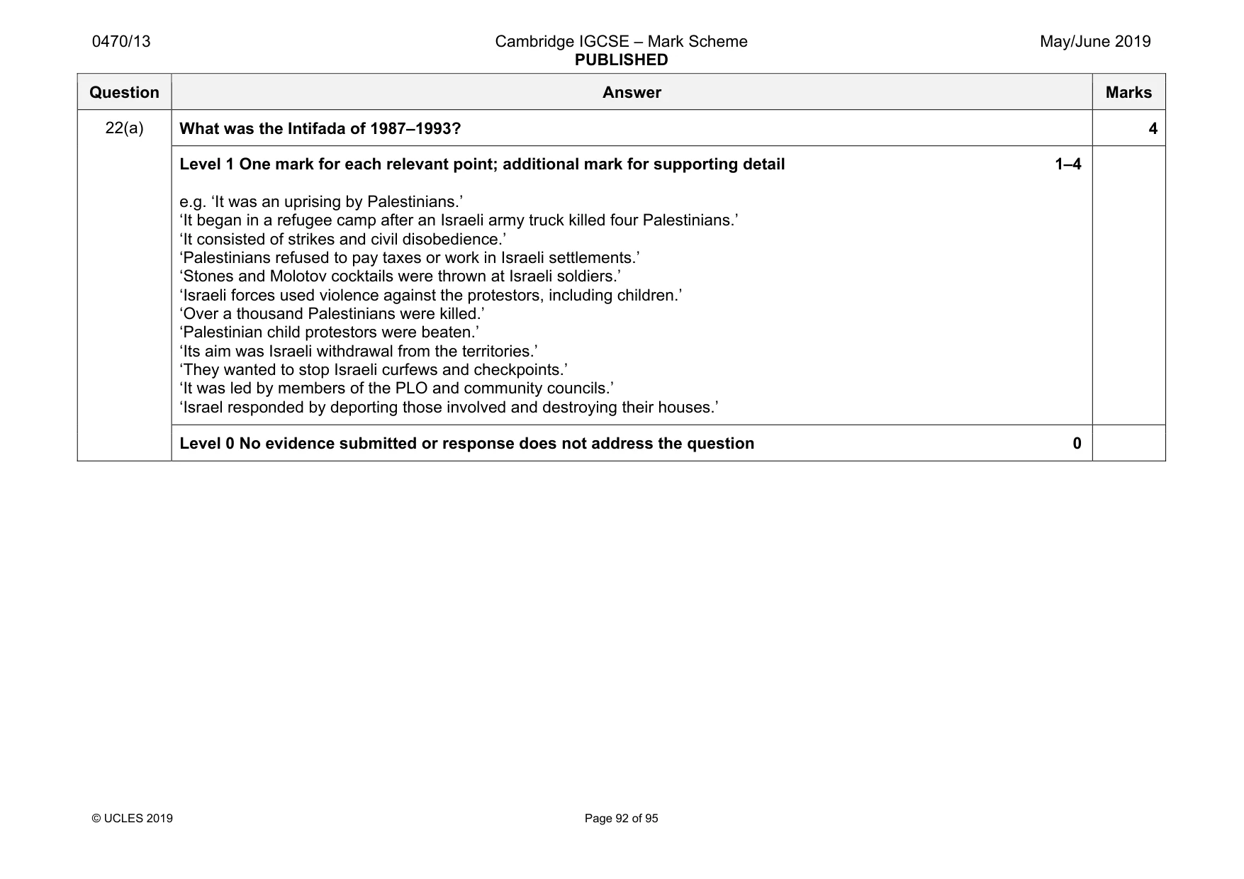 Mark scheme, page 92 of 95