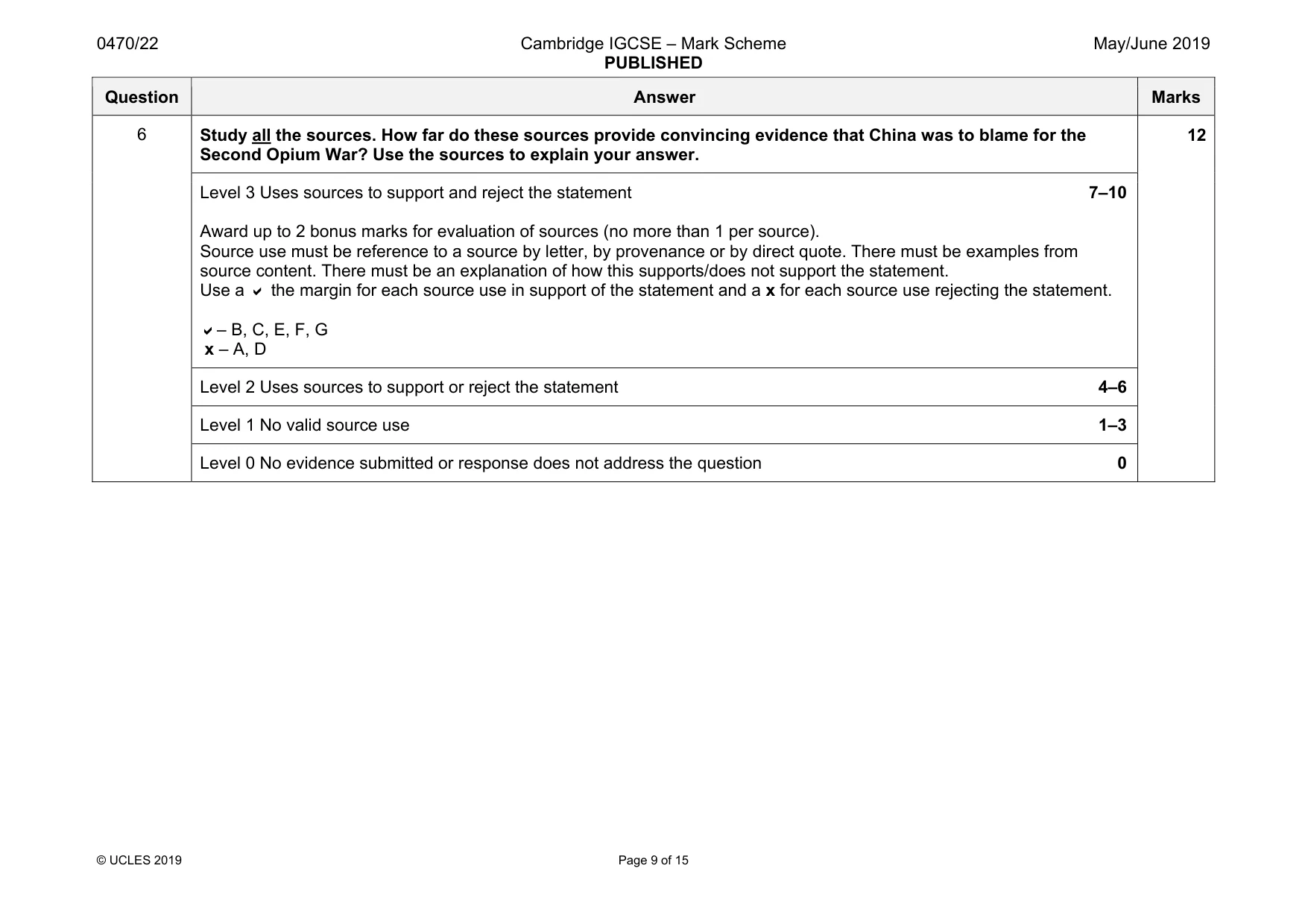 Mark scheme, page 9 of 15