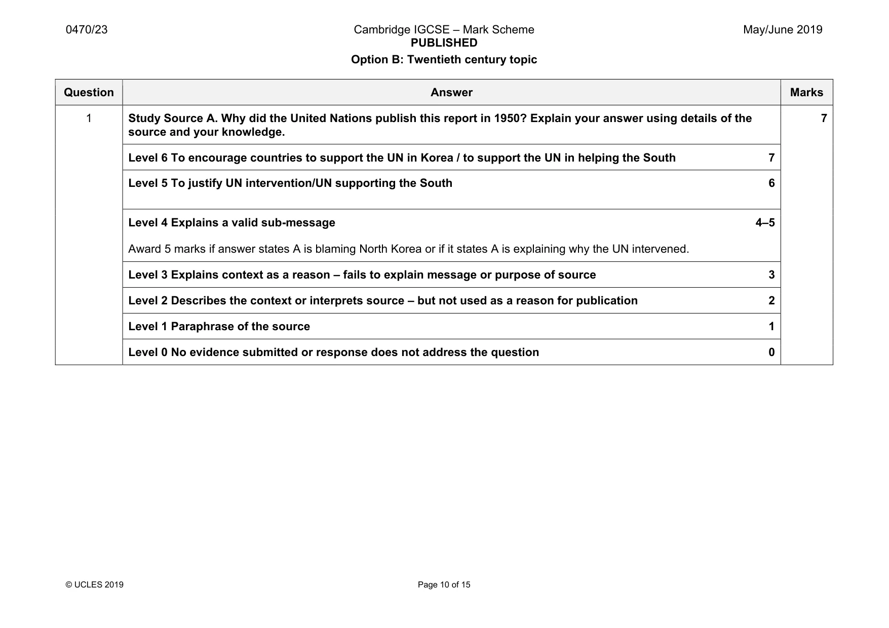 Mark scheme, page 10 of 15