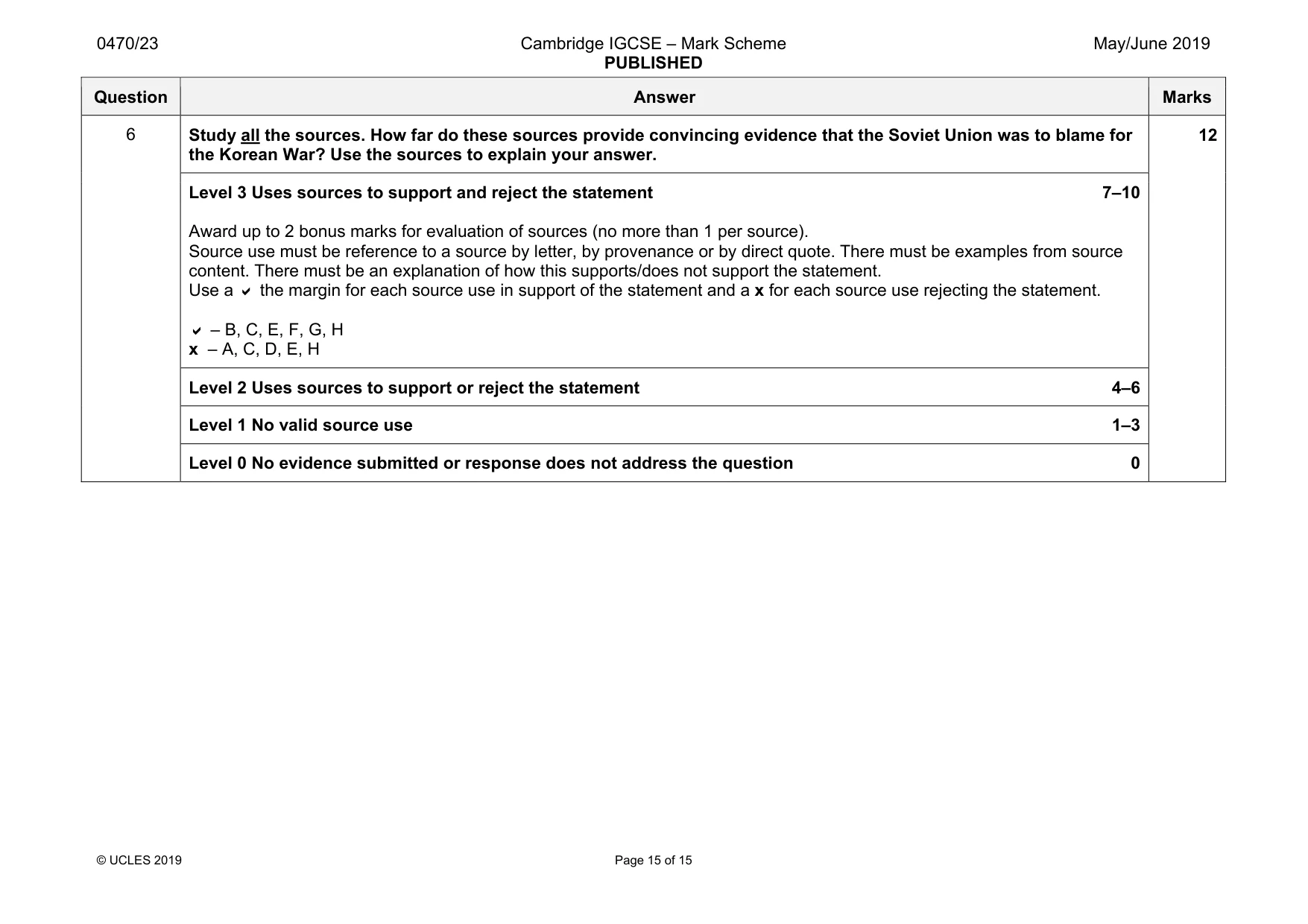 Mark scheme, page 15 of 15