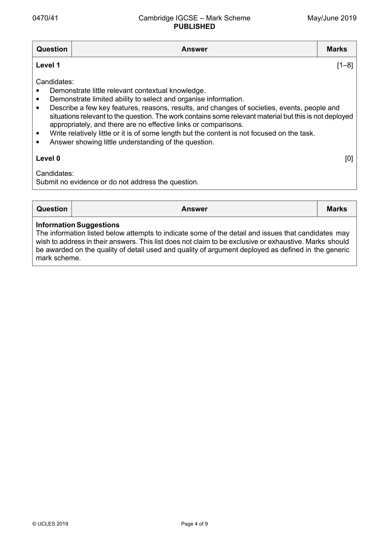 Mark scheme, page 4 of 9