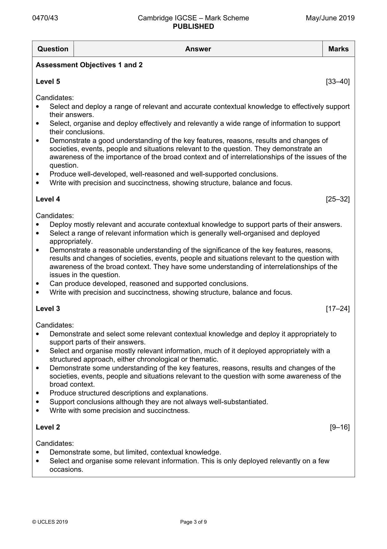 Mark scheme, page 3 of 9