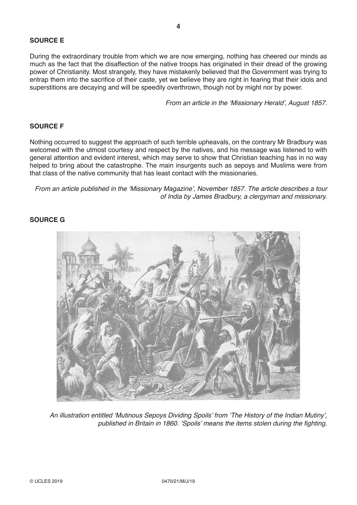 Cambridge IGCSE History 0470 2019 May/June Paper 2 · Variant 1 question paper, page 4 of 12
