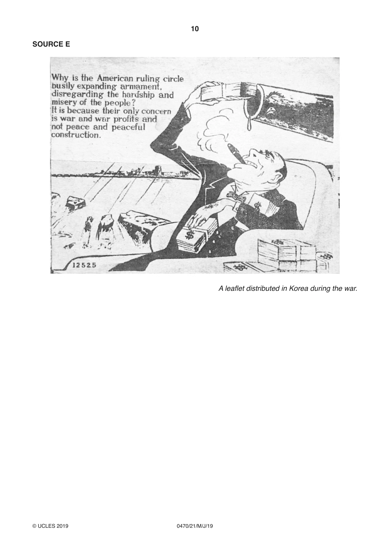 Cambridge IGCSE History 0470 2019 May/June Paper 2 · Variant 1 question paper, page 10 of 12