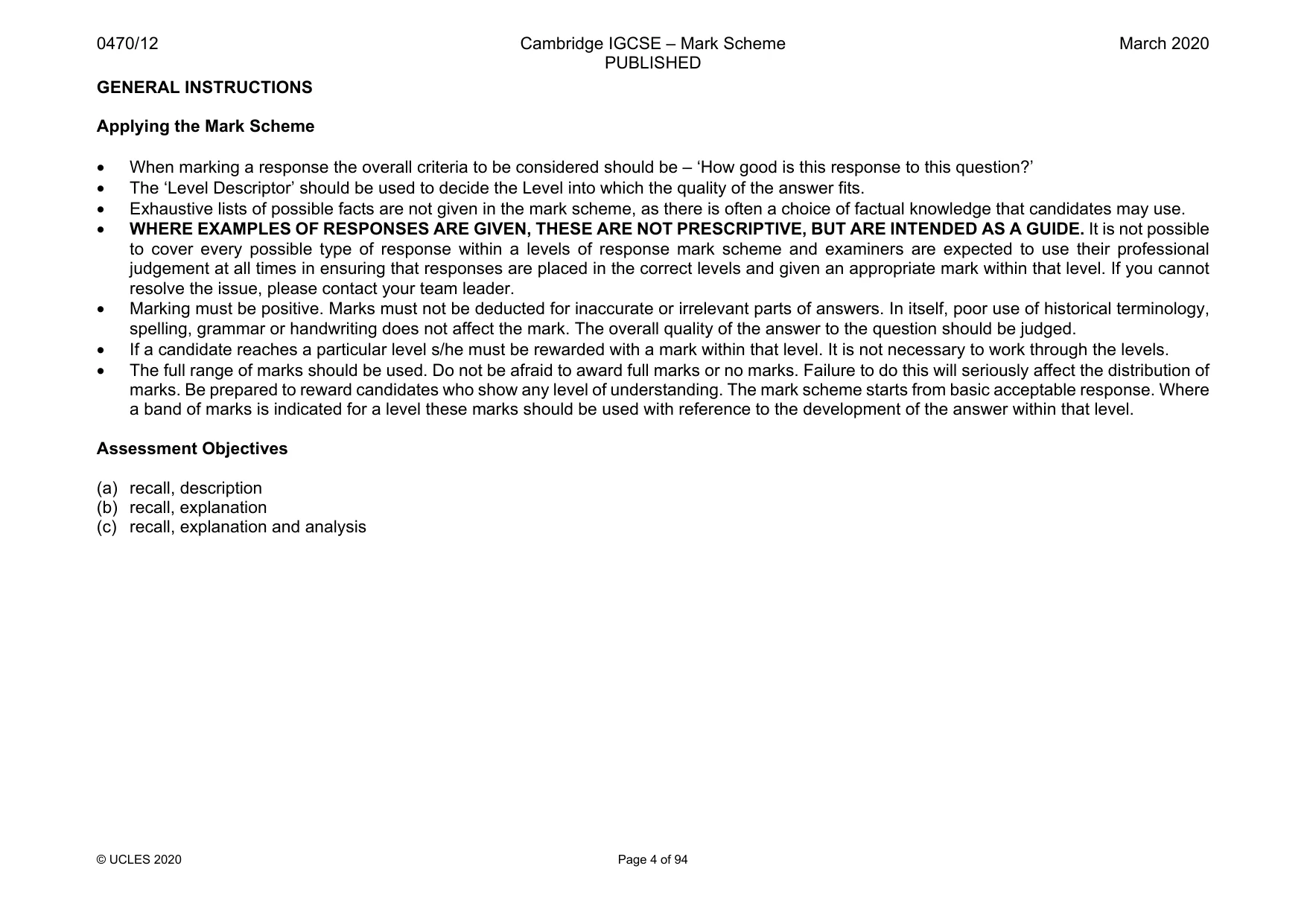 Mark scheme, page 4 of 94