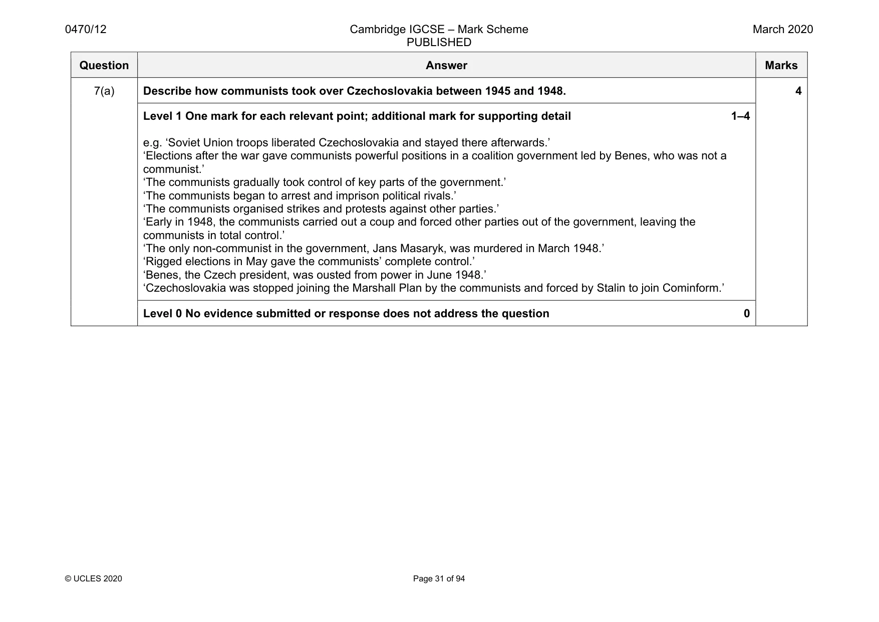 Mark scheme, page 31 of 94