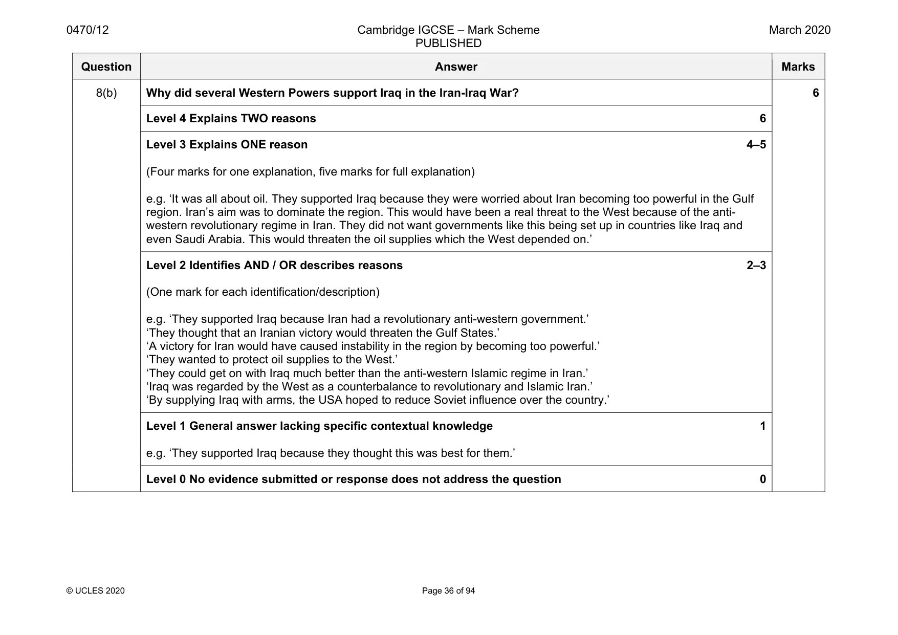 Mark scheme, page 36 of 94