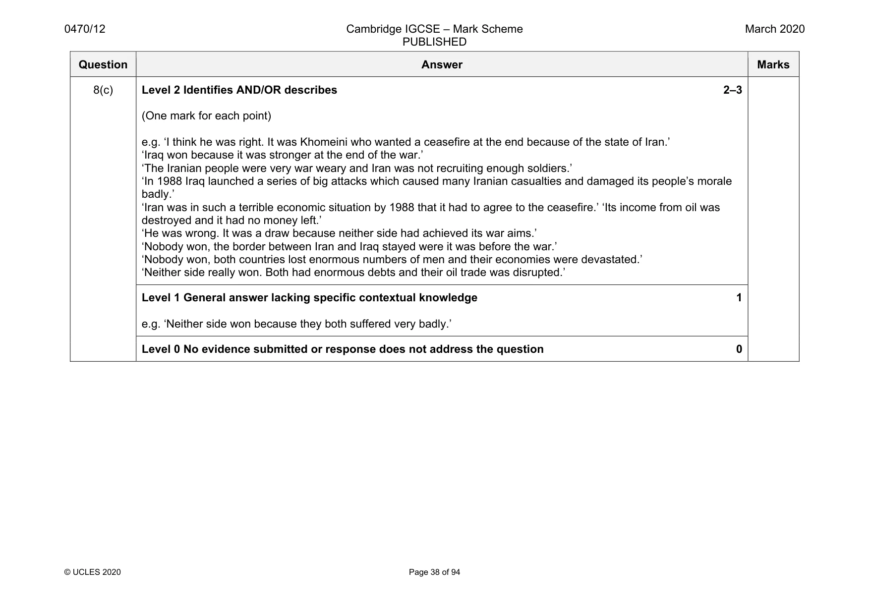 Mark scheme, page 38 of 94