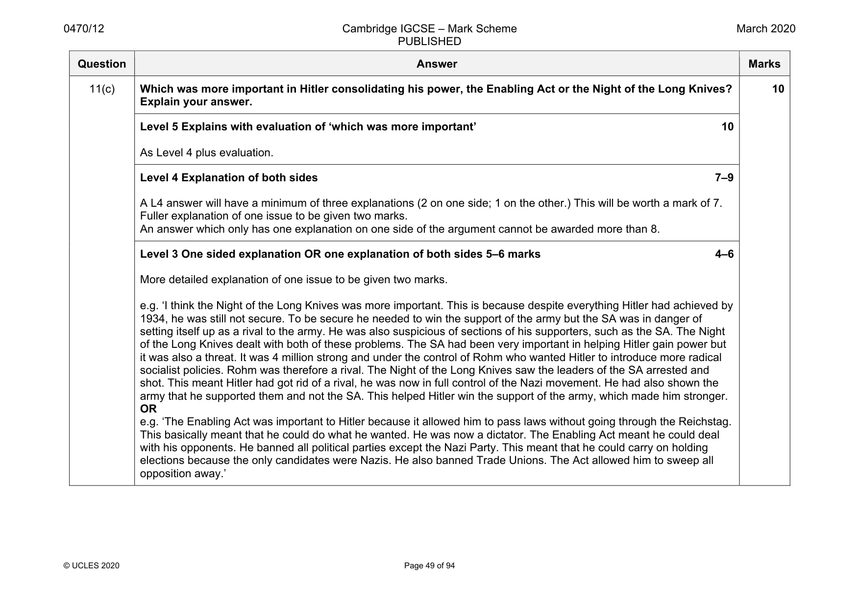 Mark scheme, page 49 of 94
