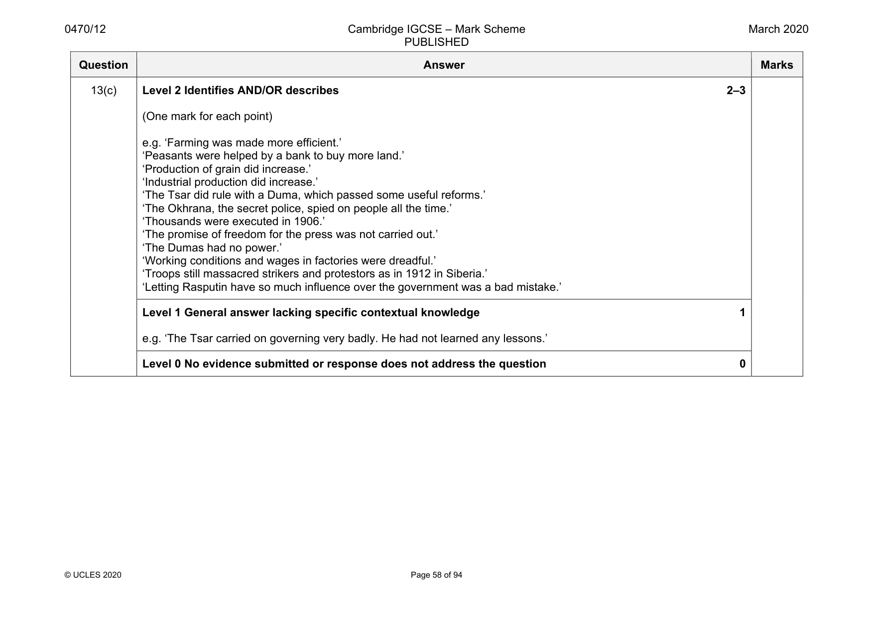 Mark scheme, page 58 of 94