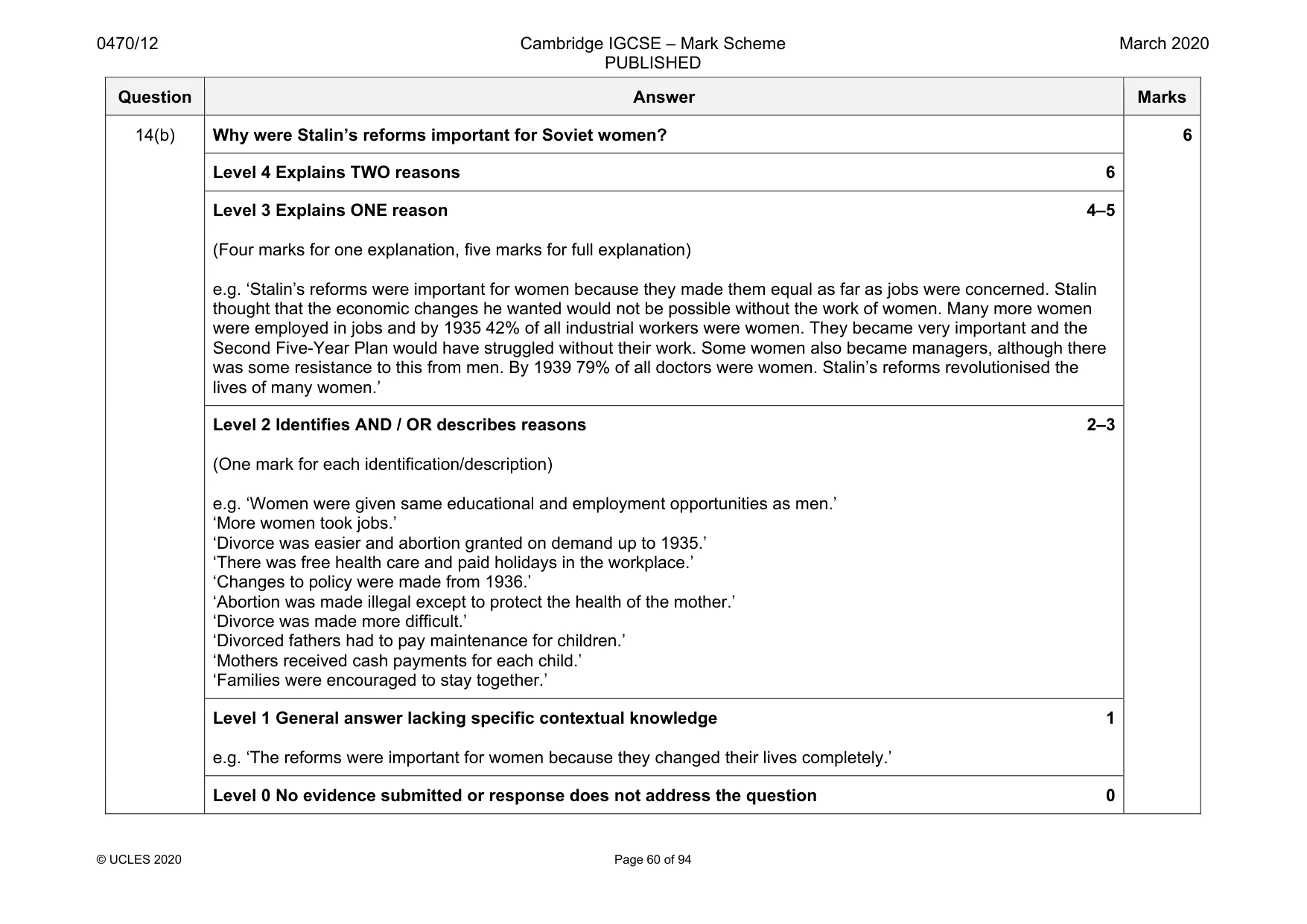 Mark scheme, page 60 of 94