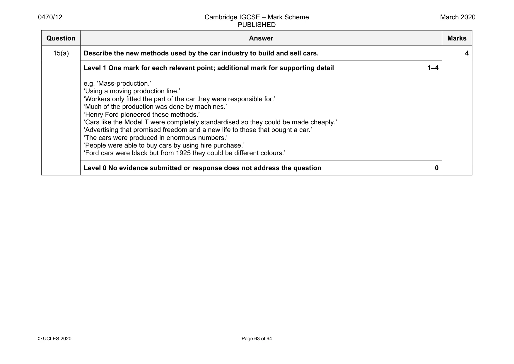 Mark scheme, page 63 of 94