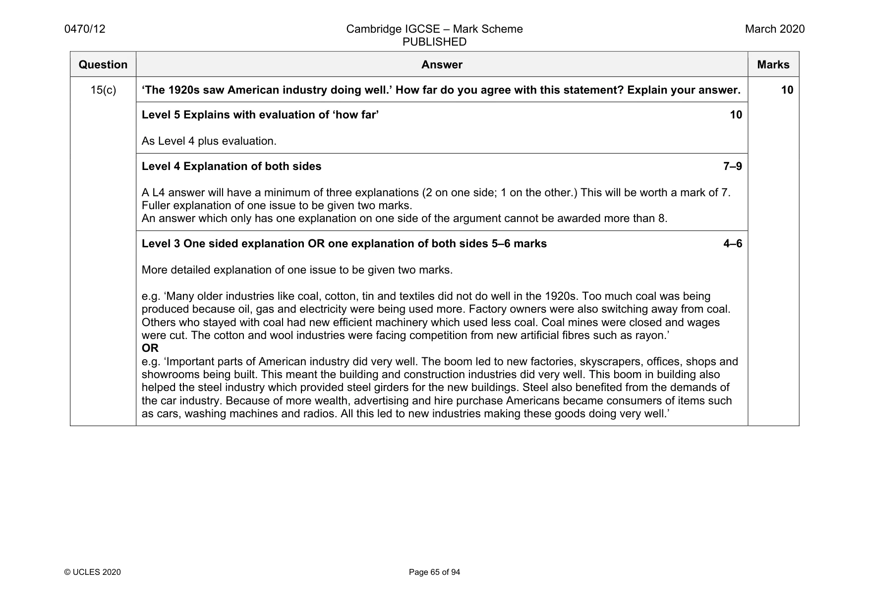 Mark scheme, page 65 of 94