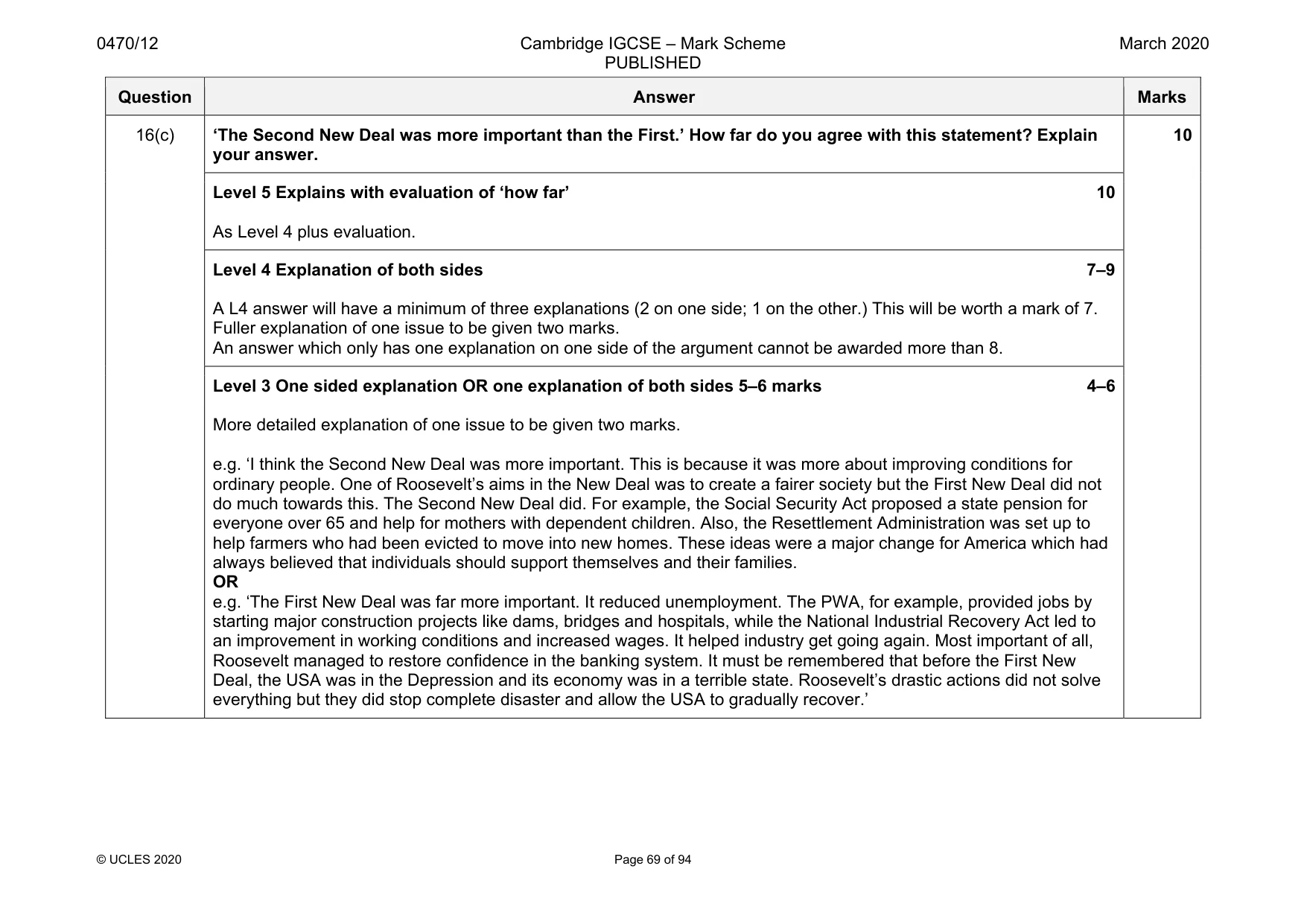 Mark scheme, page 69 of 94