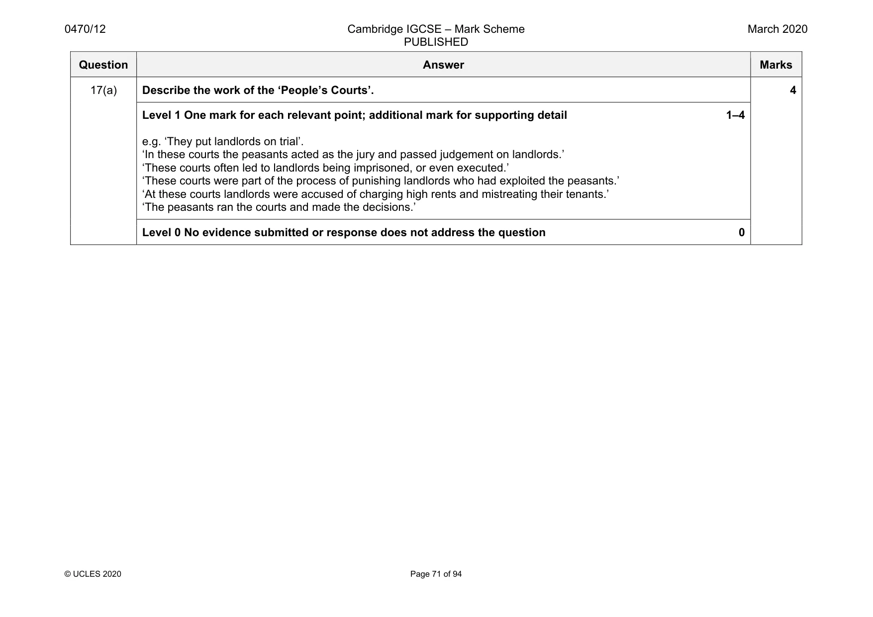 Mark scheme, page 71 of 94