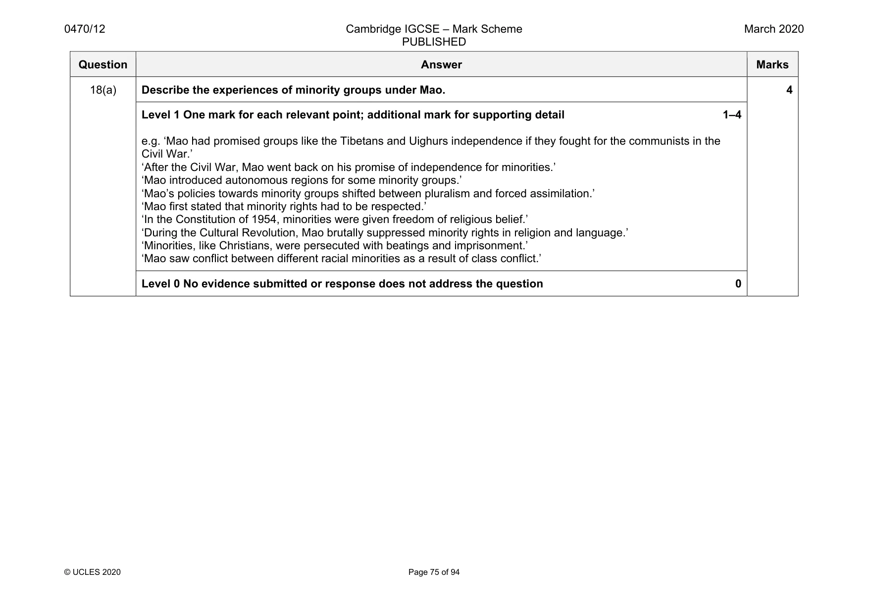Mark scheme, page 75 of 94