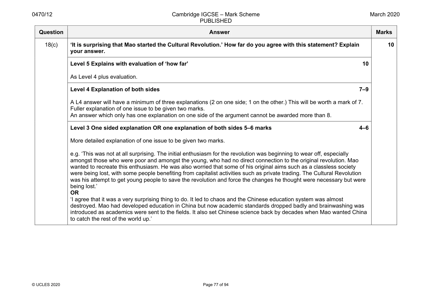 Mark scheme, page 77 of 94