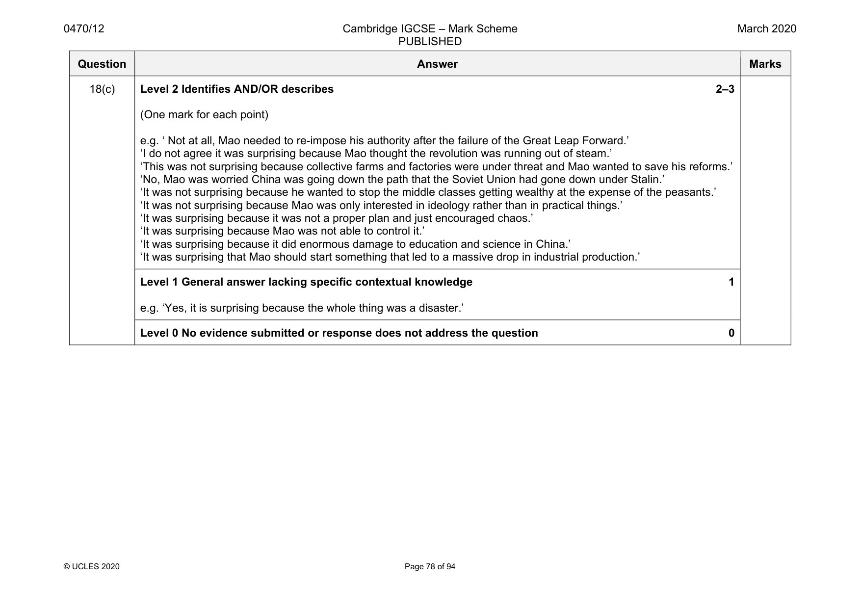 Mark scheme, page 78 of 94
