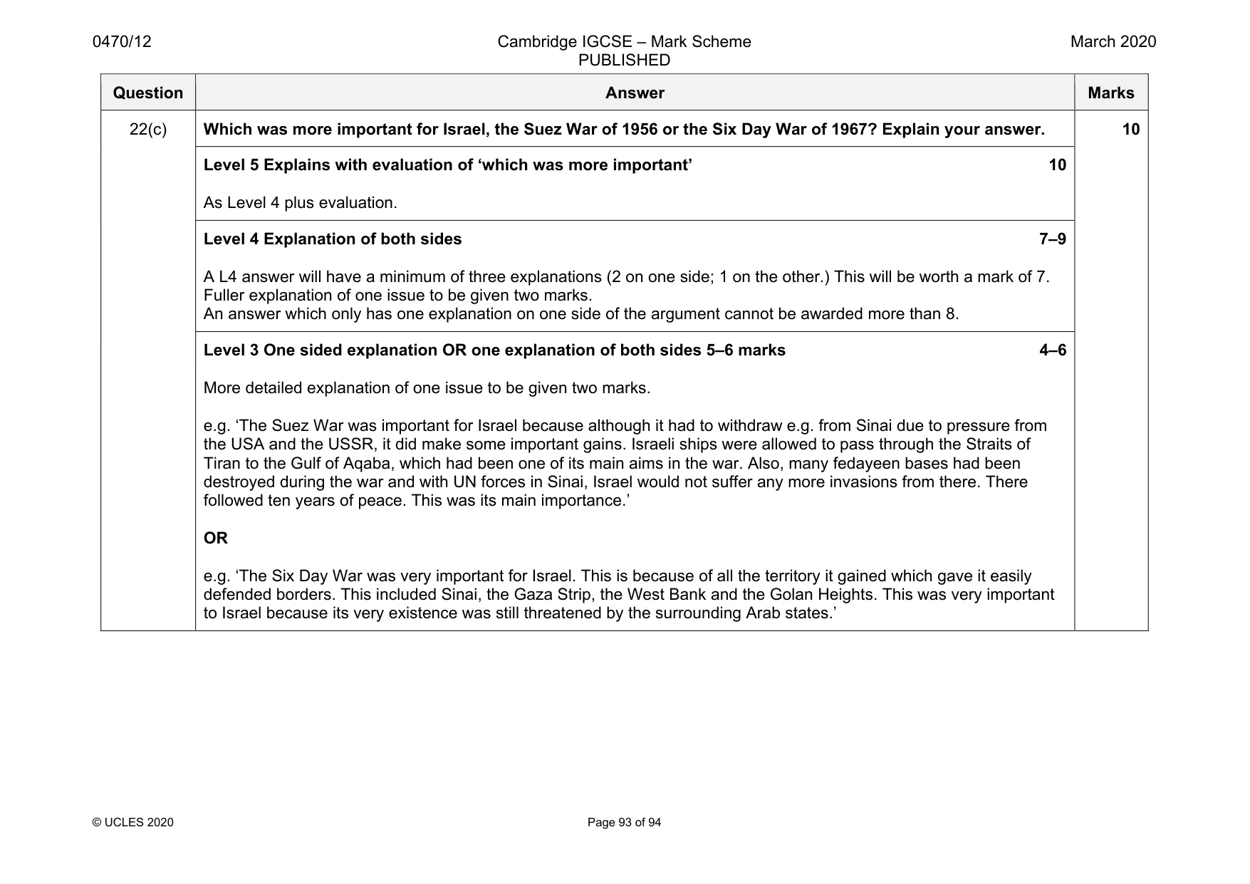 Mark scheme, page 93 of 94