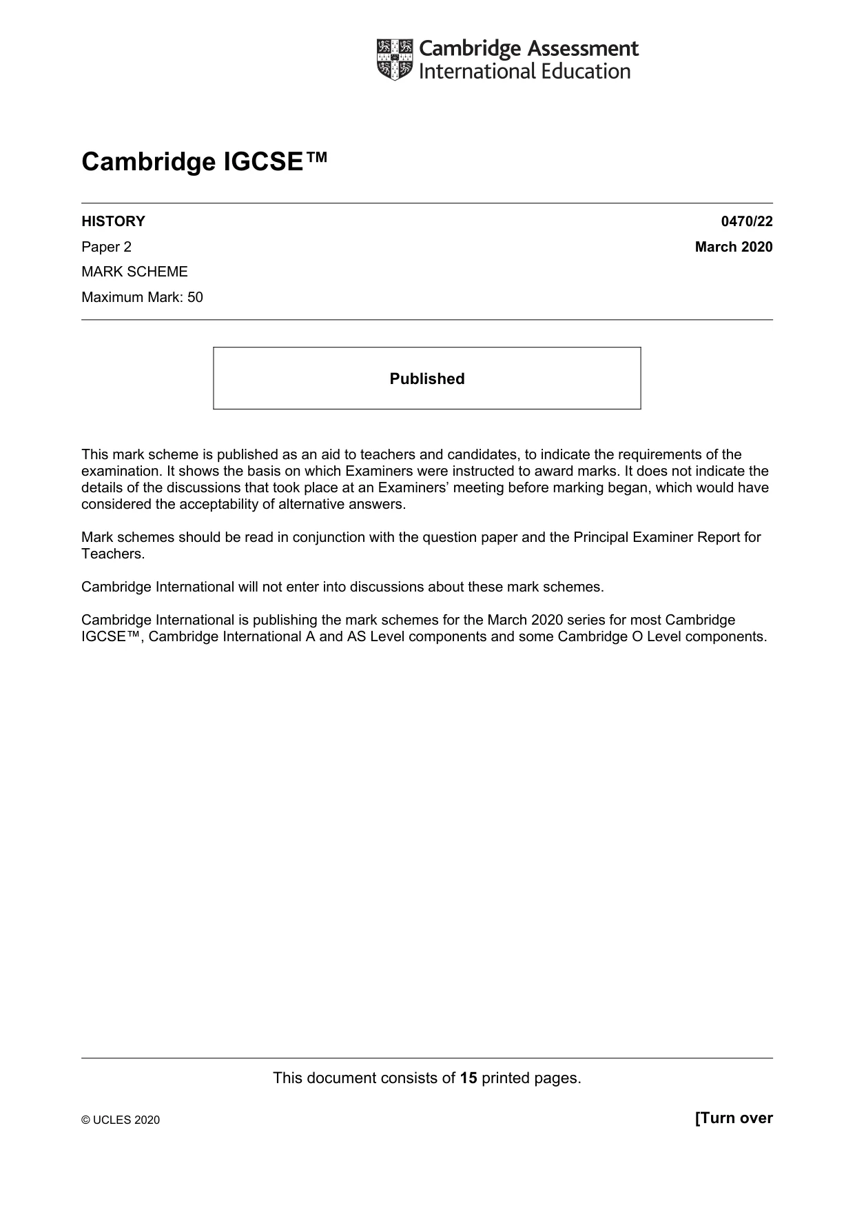 Mark scheme, page 1 of 15