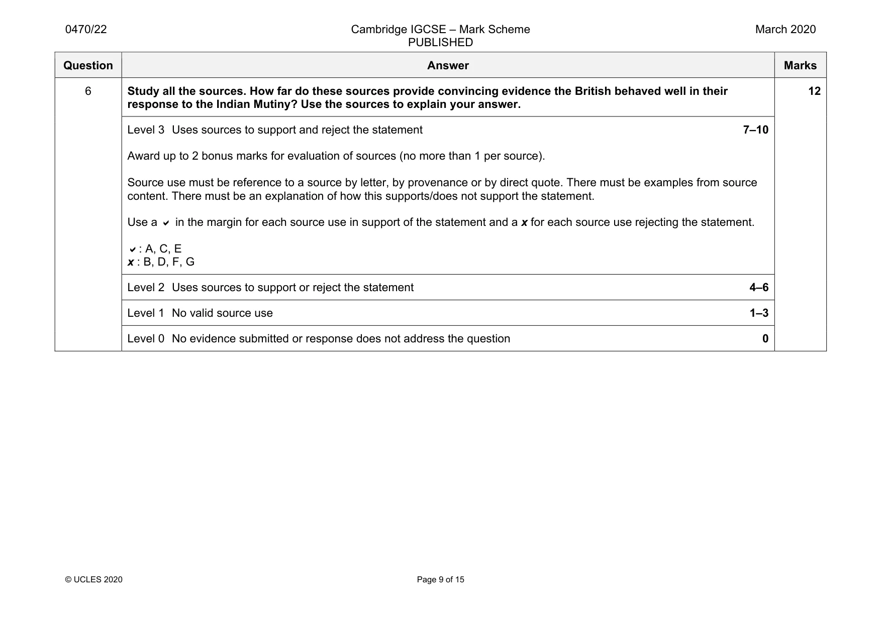 Mark scheme, page 9 of 15