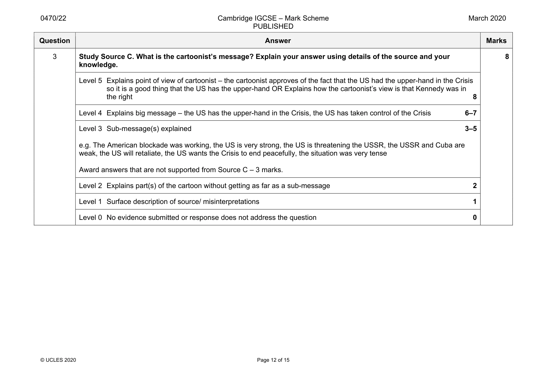 Mark scheme, page 12 of 15