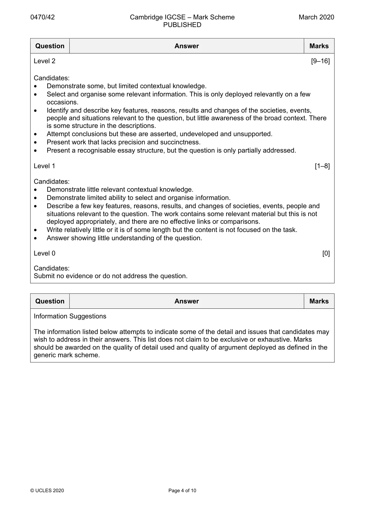 Mark scheme, page 4 of 10