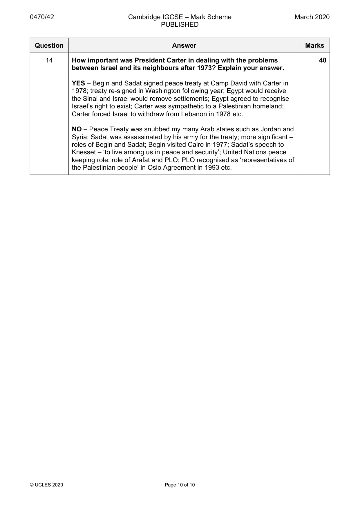 Mark scheme, page 10 of 10